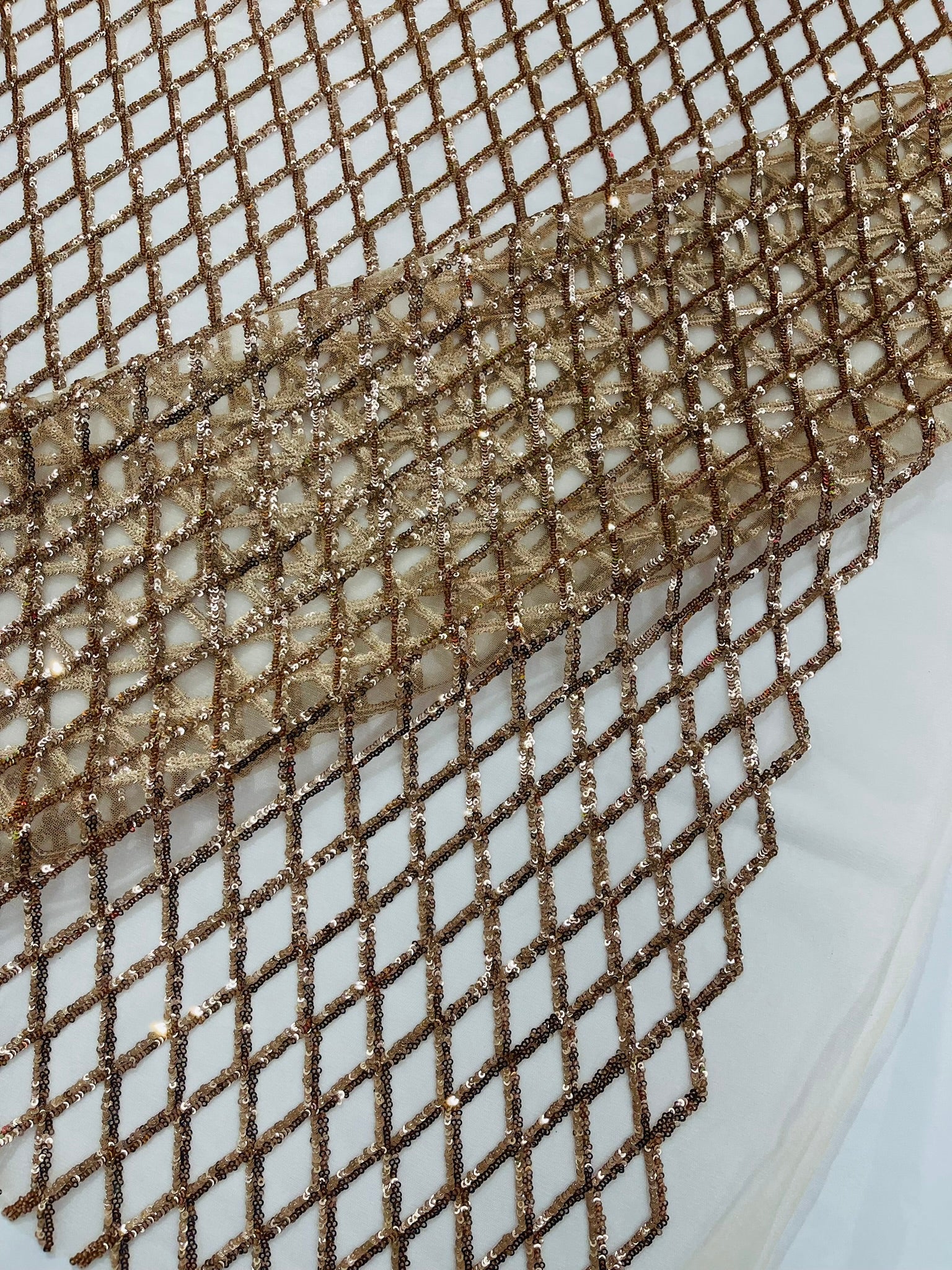 Luxury Diamond Design Mini Glitz Sequins On A Mesh 54” Wide| New Creations Fabric & Foam Inc. - New Creations Fabric & Foam Inc