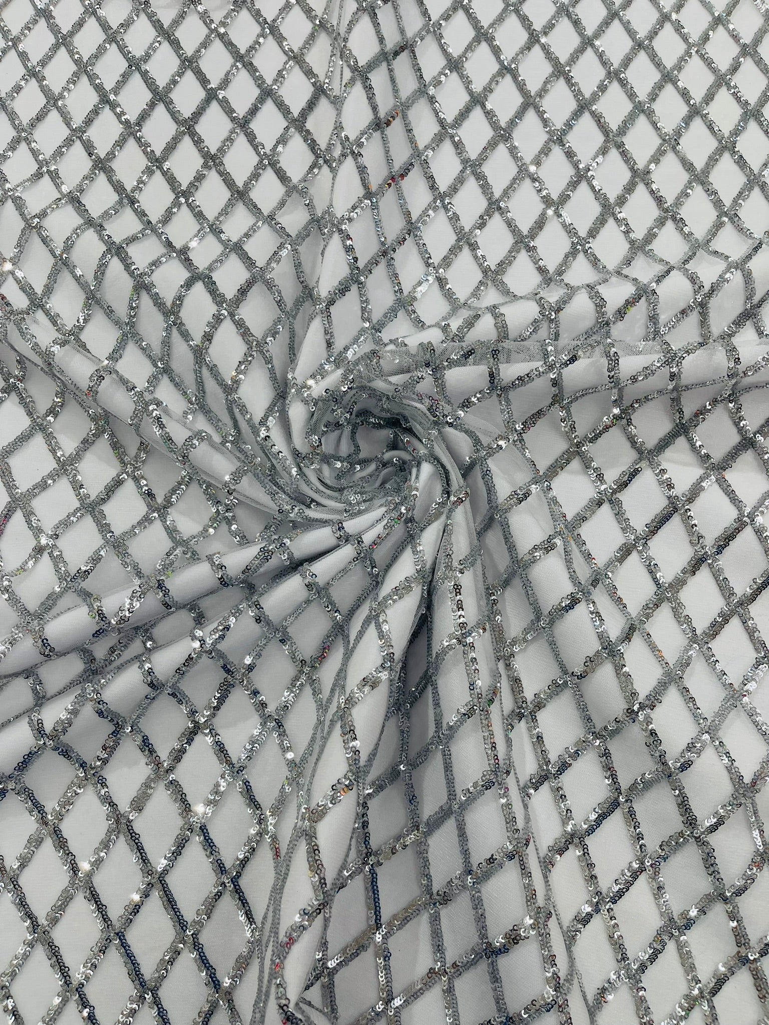 Luxury Diamond Design Mini Glitz Sequins On A Mesh 54” Wide| New Creations Fabric & Foam Inc. - New Creations Fabric & Foam Inc