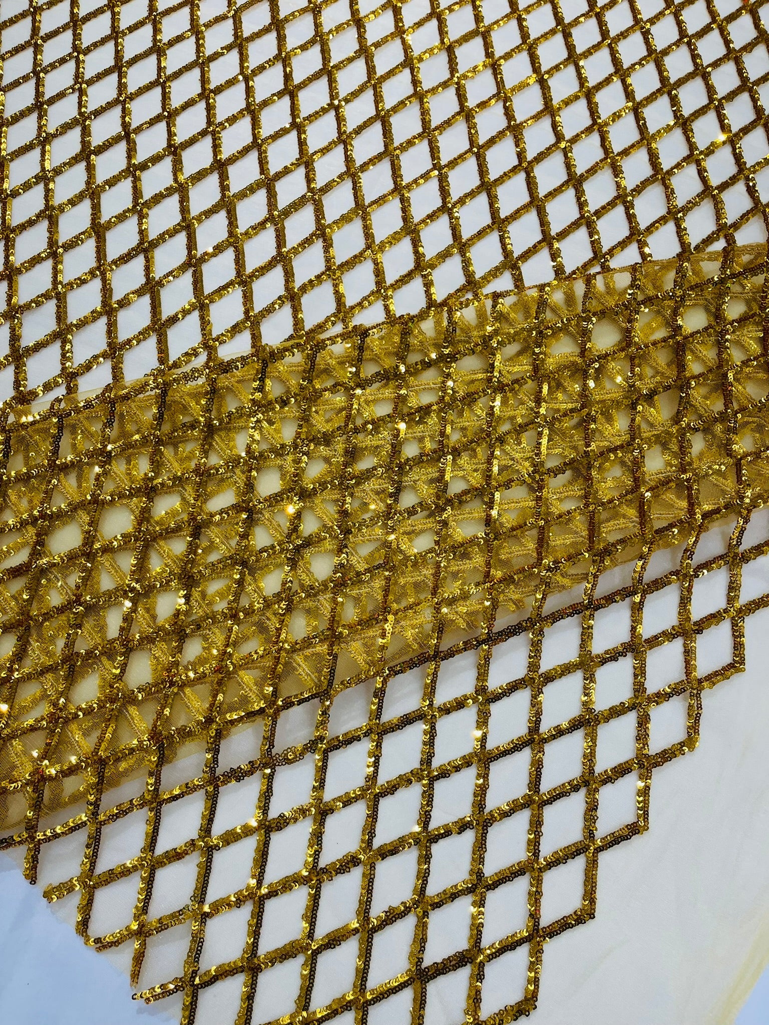 Luxury Diamond Design Mini Glitz Sequins On A Mesh 54” Wide| New Creations Fabric & Foam Inc. - New Creations Fabric & Foam Inc