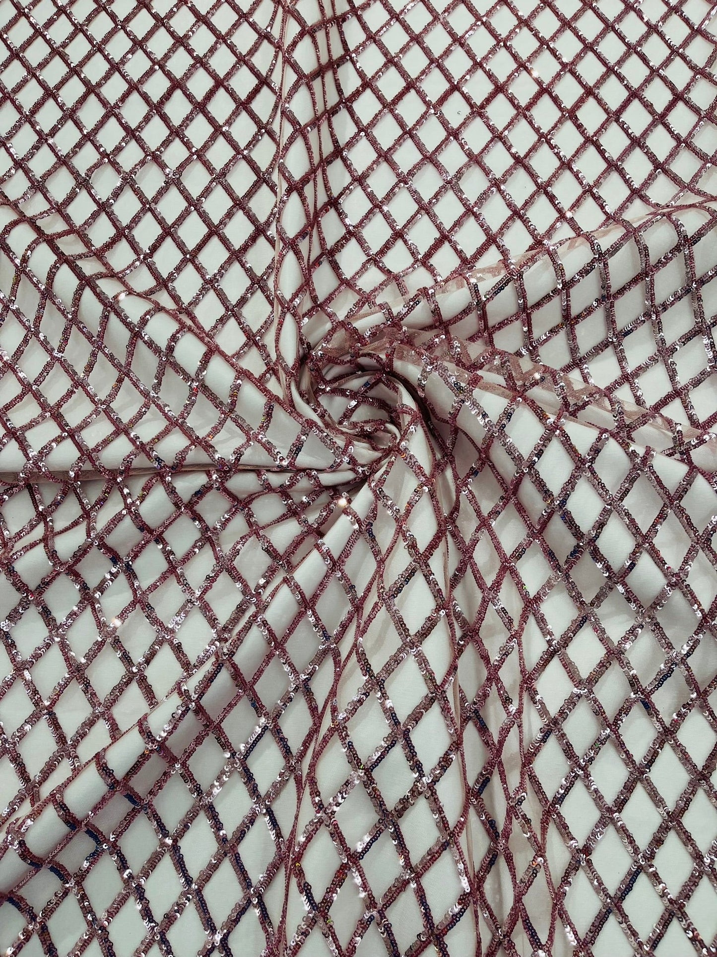 Luxury Diamond Design Mini Glitz Sequins On A Mesh 54” Wide| New Creations Fabric & Foam Inc. - New Creations Fabric & Foam Inc