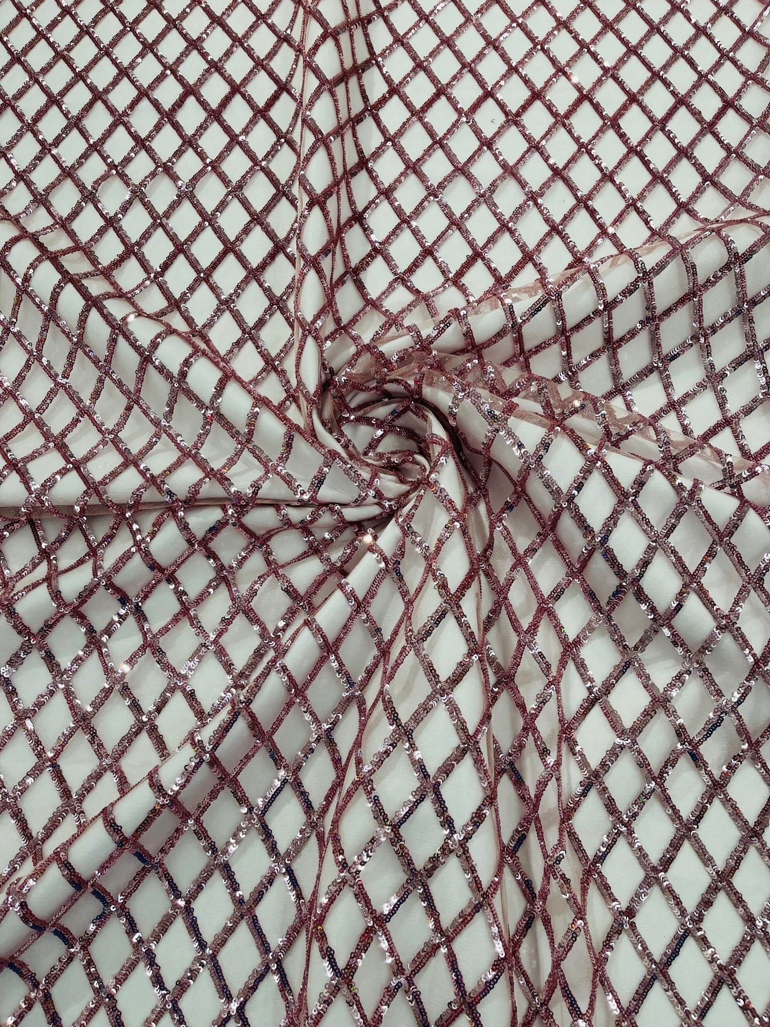Luxury Diamond Design Mini Glitz Sequins On A Mesh 54” Wide| New Creations Fabric & Foam Inc. - New Creations Fabric & Foam Inc