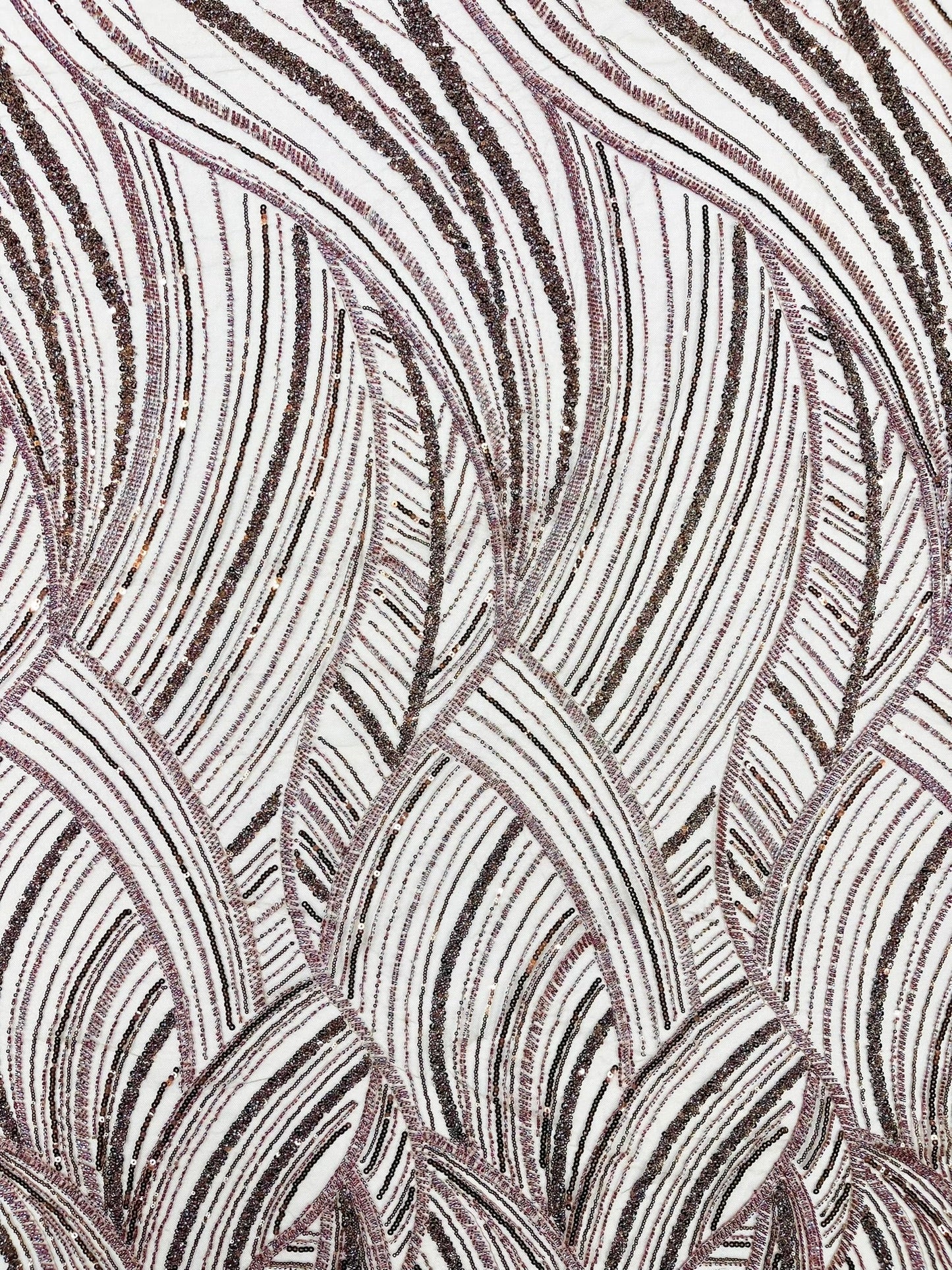 Luxury Feather Damask Beaded Lace Fabric| Prom| Wedding| By The Yard. - New Creations Fabric & Foam Inc