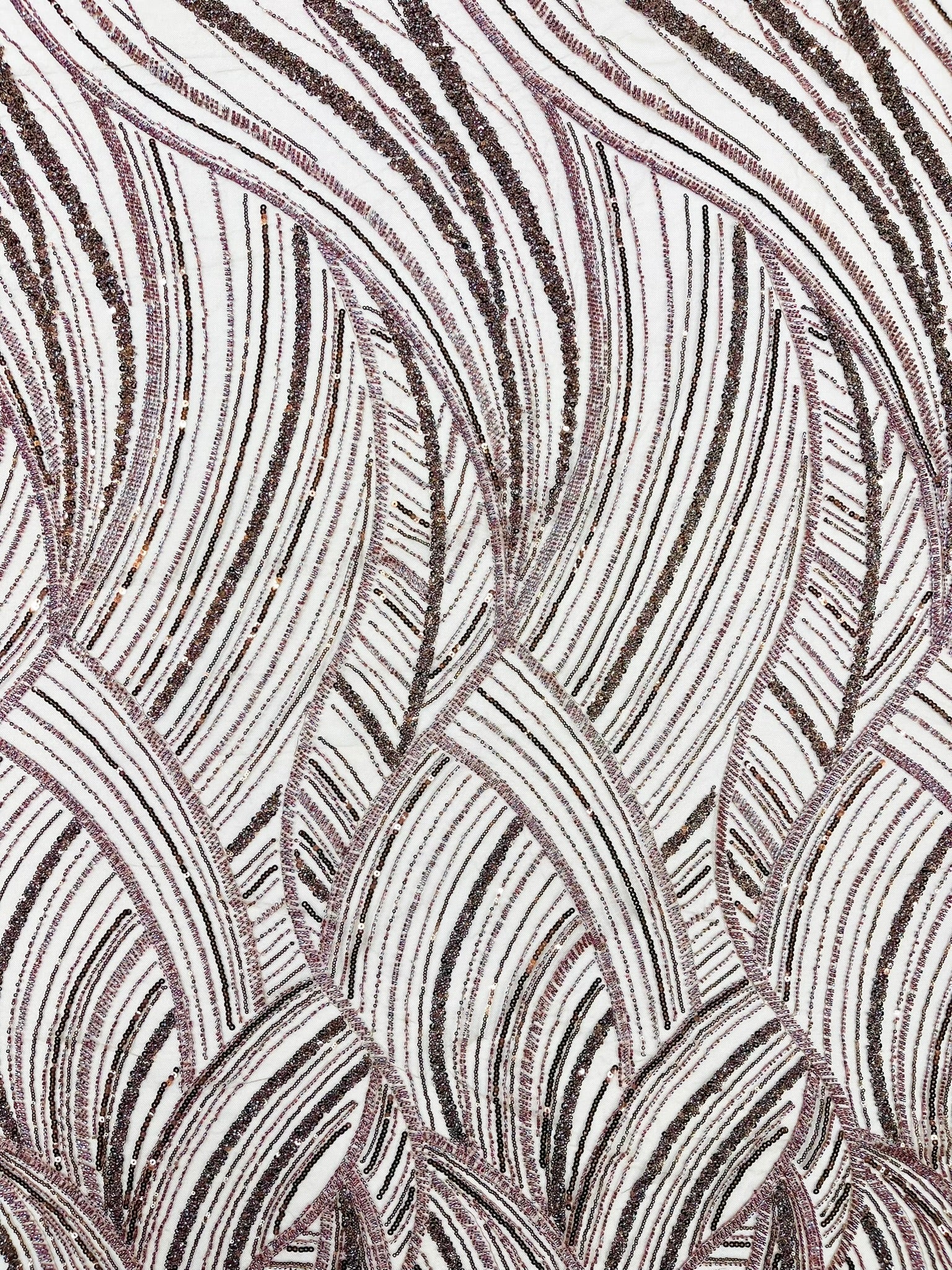 Luxury Feather Damask Beaded Lace Fabric| Prom| Wedding| By The Yard. - New Creations Fabric & Foam Inc