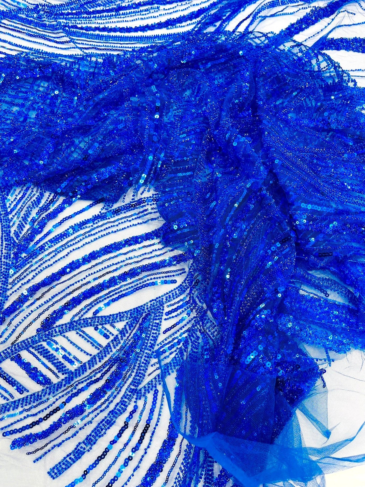 Luxury Feather Damask Beaded Lace Fabric| Prom| Wedding| By The Yard. - New Creations Fabric & Foam Inc