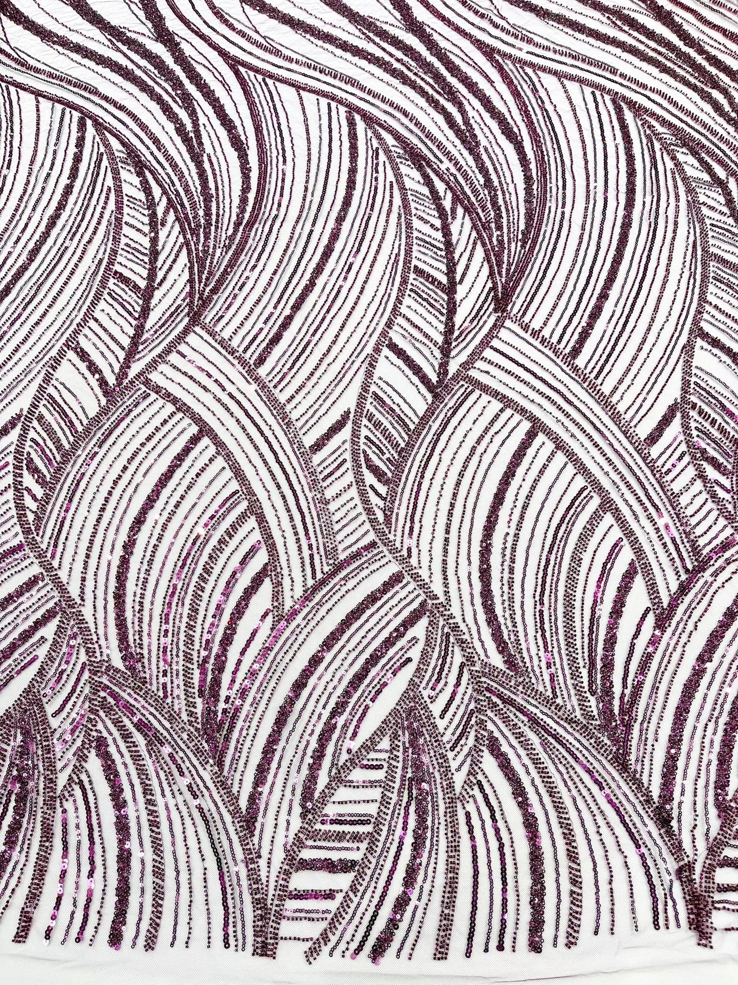 Luxury Feather Damask Beaded Lace Fabric| Prom| Wedding| By The Yard. - New Creations Fabric & Foam Inc
