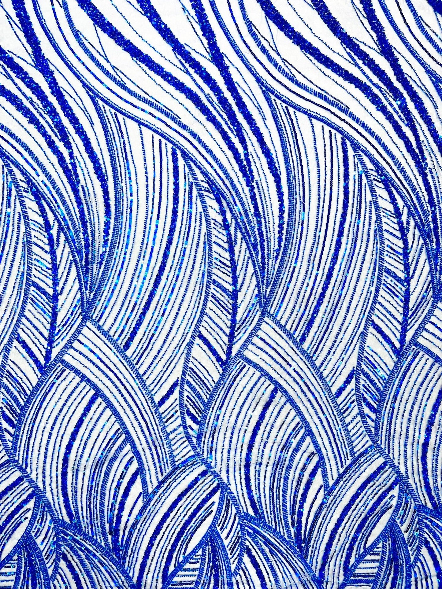 Luxury Feather Damask Beaded Lace Fabric| Prom| Wedding| By The Yard. - New Creations Fabric & Foam Inc