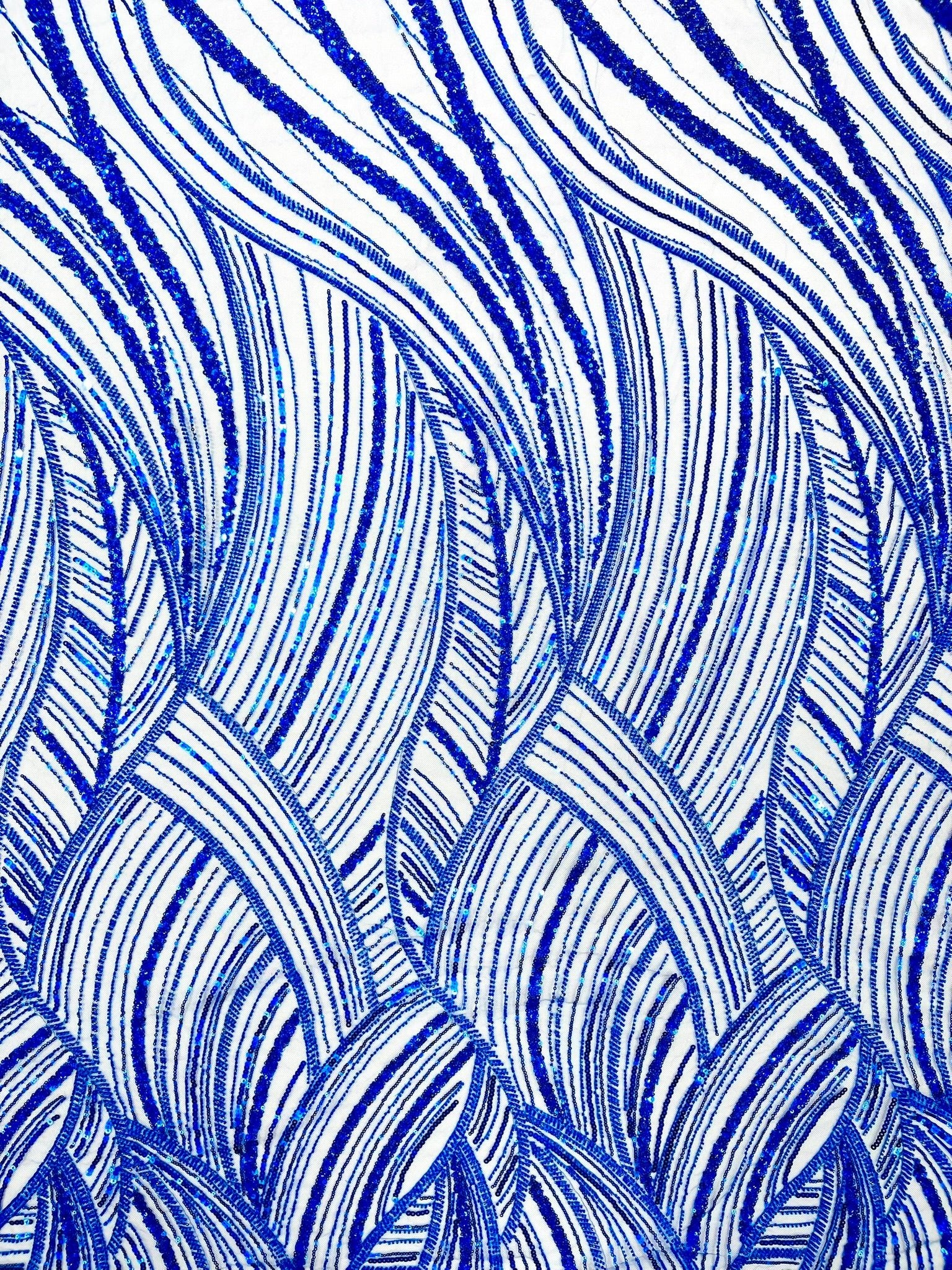 Luxury Feather Damask Beaded Lace Fabric| Prom| Wedding| By The Yard. - New Creations Fabric & Foam Inc