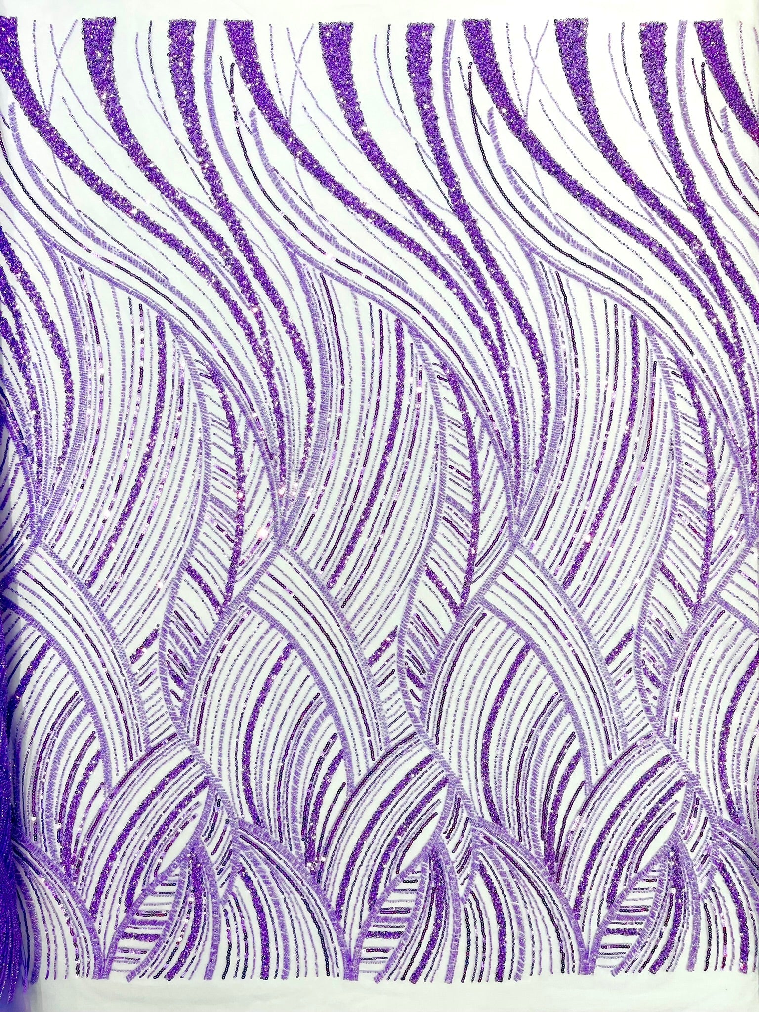 Luxury Feather Damask Beaded Lace Fabric| Prom| Wedding| By The Yard. - New Creations Fabric & Foam Inc