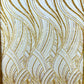 Luxury Feather Damask Beaded Lace Fabric| Prom| Wedding| By The Yard. - New Creations Fabric & Foam Inc