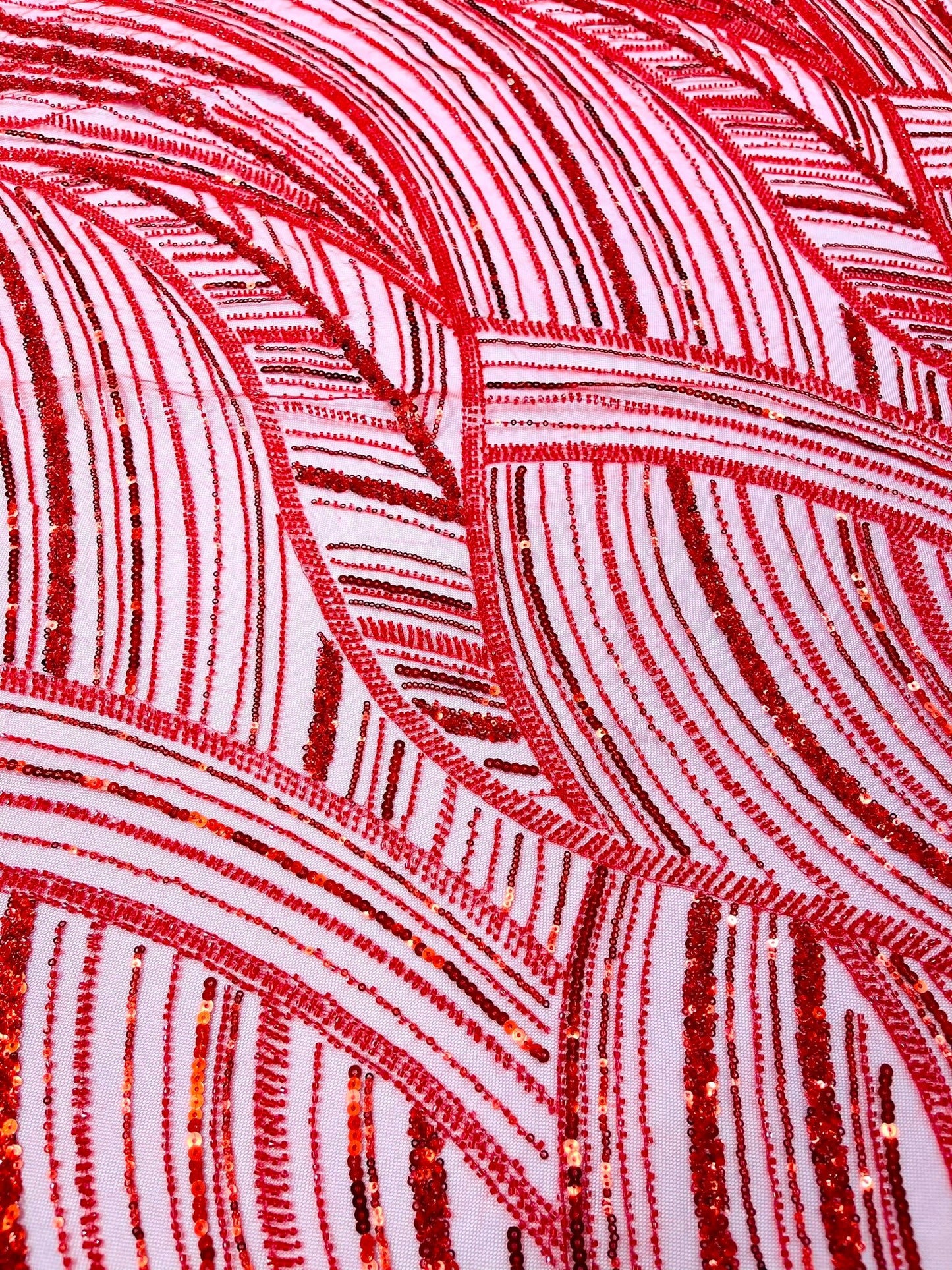 Luxury Feather Damask Beaded Lace Fabric| Prom| Wedding| By The Yard. - New Creations Fabric & Foam Inc