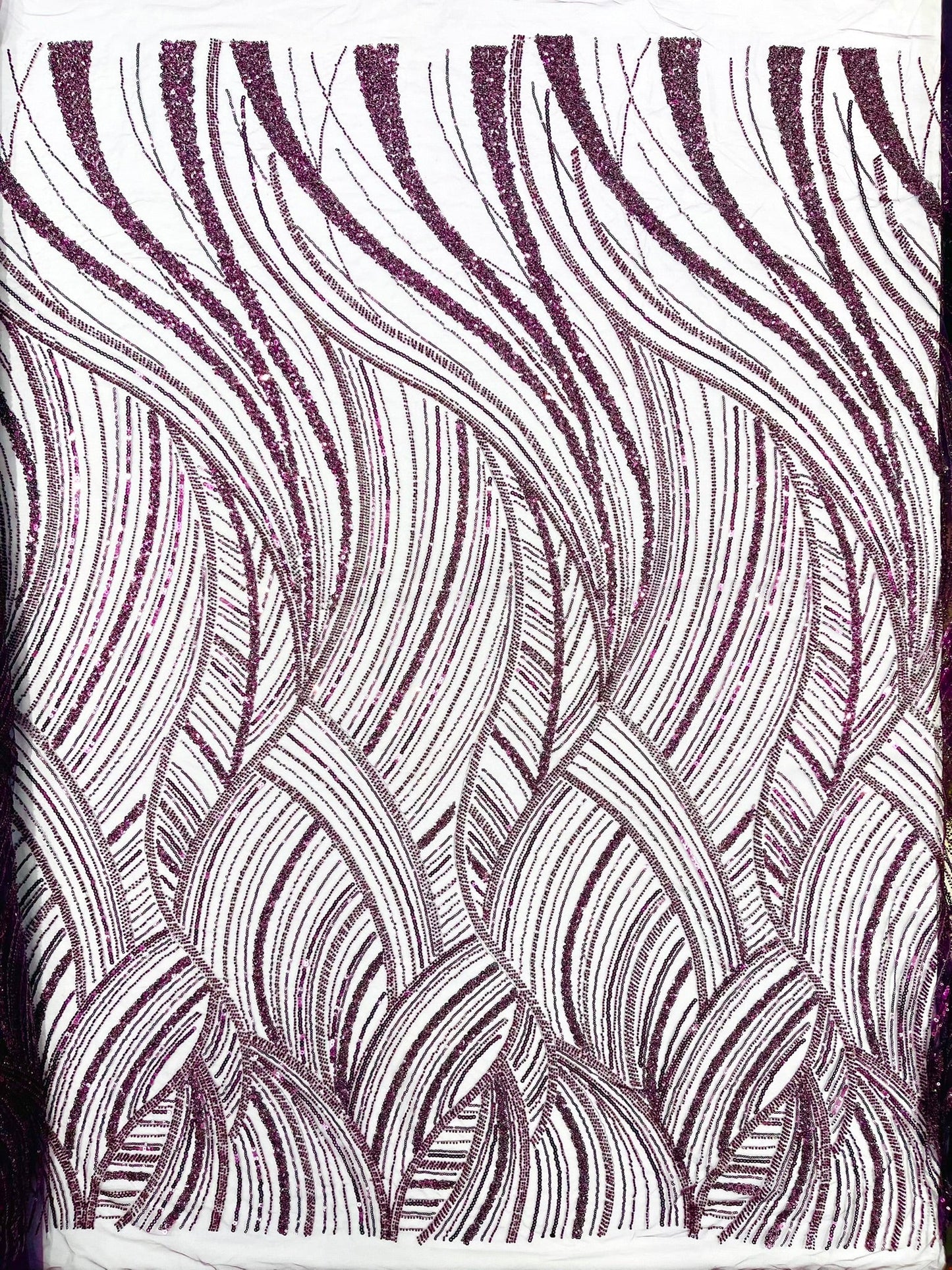 Luxury Feather Damask Beaded Lace Fabric| Prom| Wedding| By The Yard. - New Creations Fabric & Foam Inc
