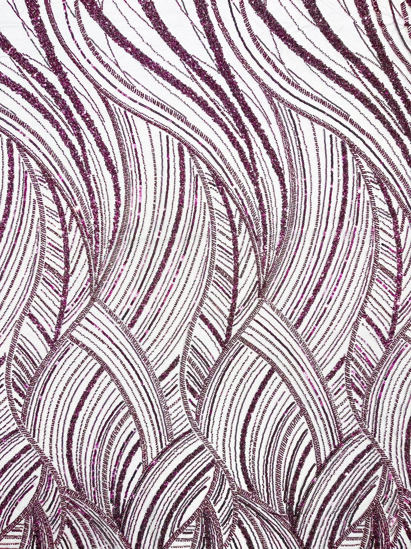 Luxury Feather Damask Beaded Lace Fabric| Prom| Wedding| By The Yard. - New Creations Fabric & Foam Inc
