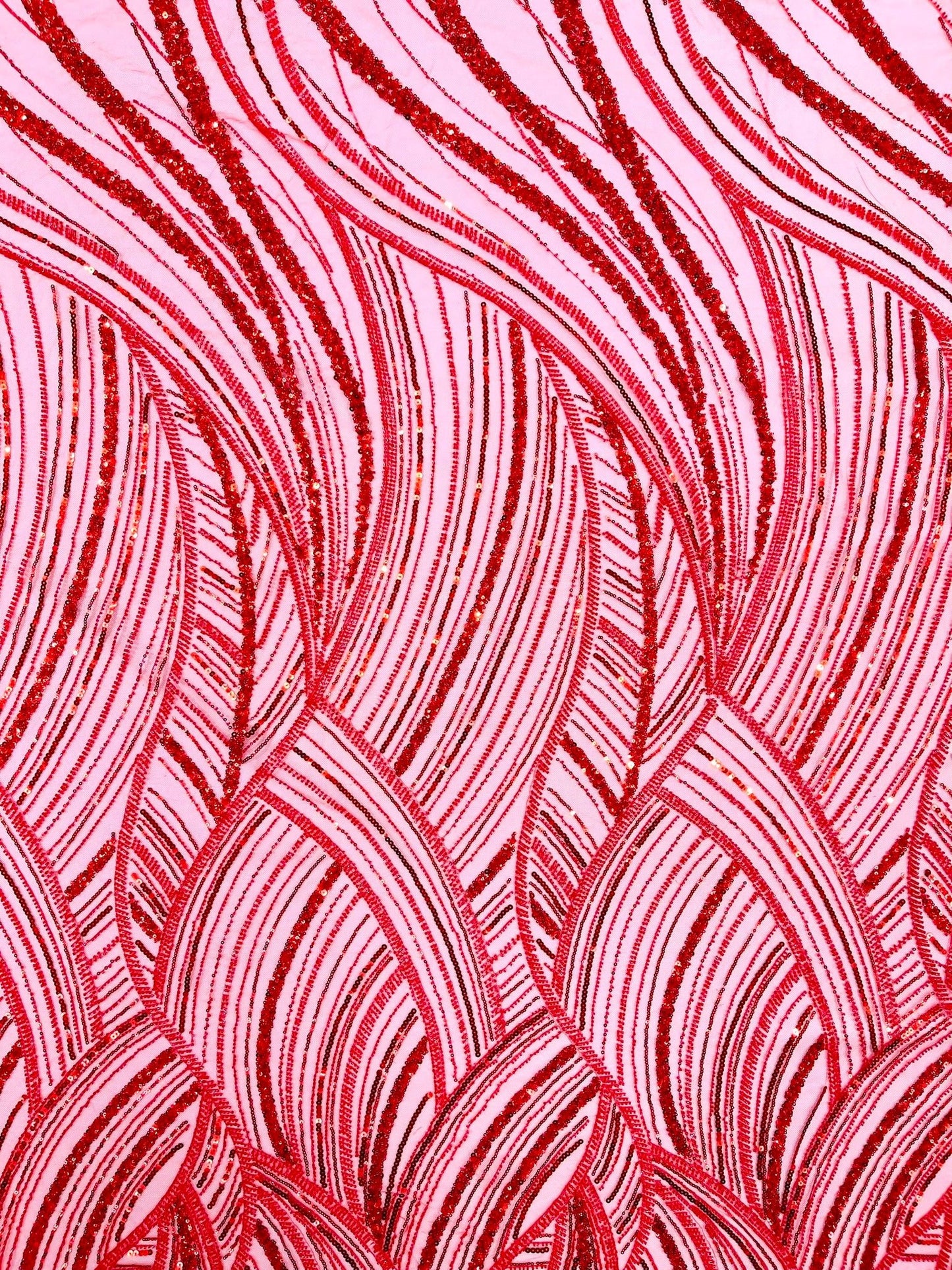 Luxury Feather Damask Beaded Lace Fabric| Prom| Wedding| By The Yard. - New Creations Fabric & Foam Inc