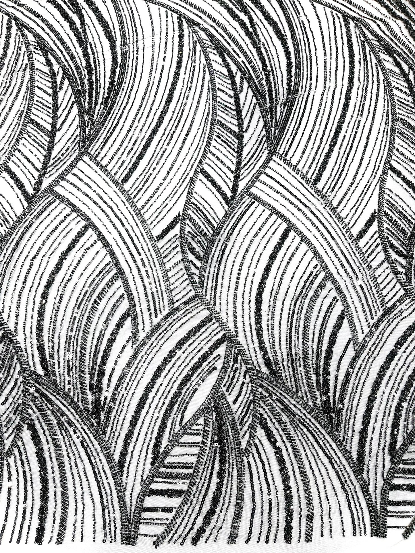 Luxury Feather Damask Beaded Lace Fabric| Prom| Wedding| By The Yard. - New Creations Fabric & Foam Inc
