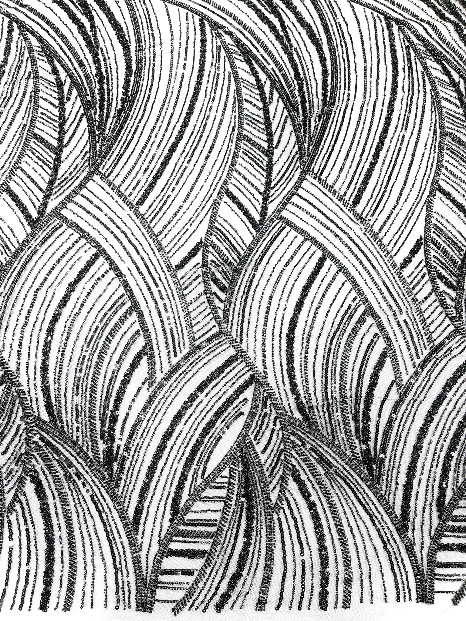 Luxury Feather Damask Beaded Lace Fabric| Prom| Wedding| By The Yard. - New Creations Fabric & Foam Inc