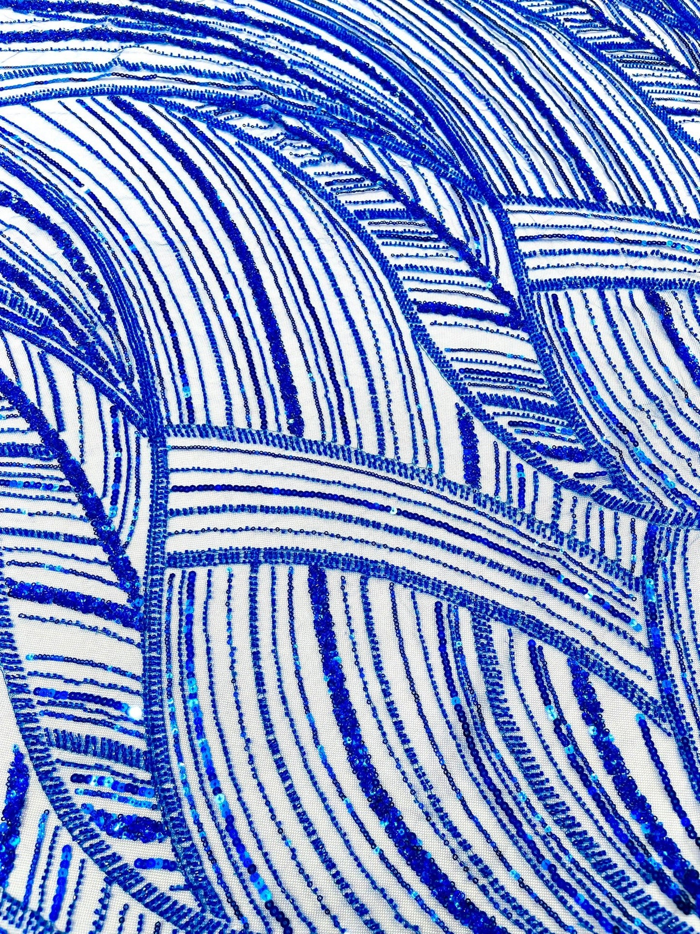 Luxury Feather Damask Beaded Lace Fabric| Prom| Wedding| By The Yard. - New Creations Fabric & Foam Inc