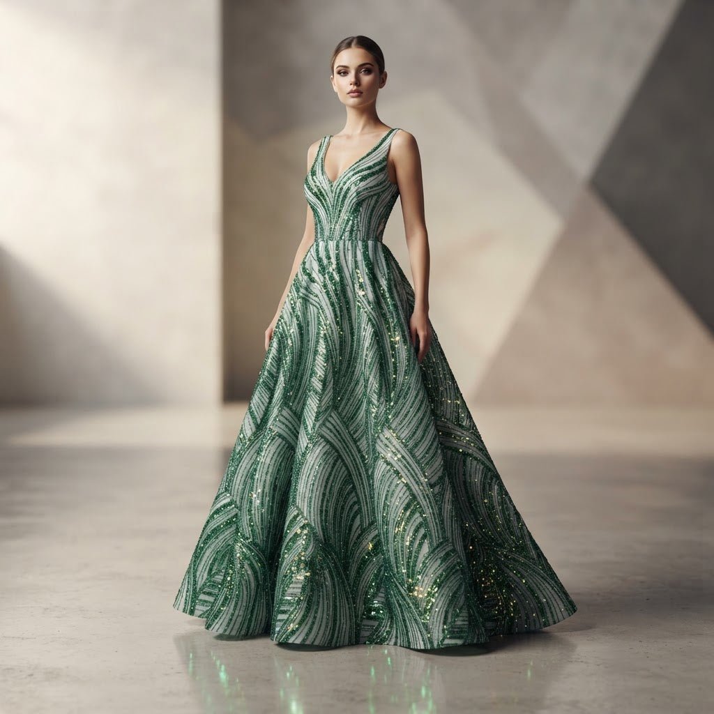 Luxury Feather Damask Beaded Lace Fabric| Prom| Wedding| By The Yard. - New Creations Fabric & Foam Inc