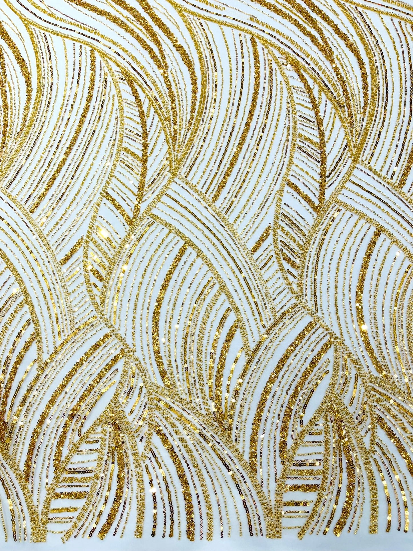 Luxury Feather Damask Beaded Lace Fabric| Prom| Wedding| By The Yard. - New Creations Fabric & Foam Inc