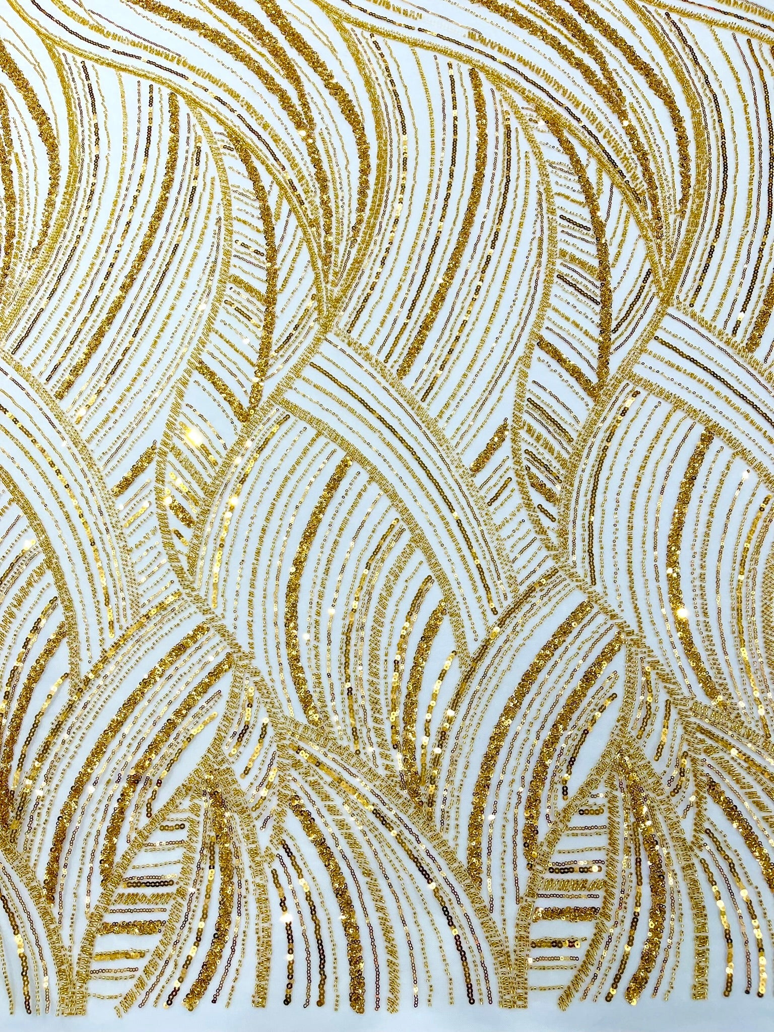 Luxury Feather Damask Beaded Lace Fabric| Prom| Wedding| By The Yard. - New Creations Fabric & Foam Inc
