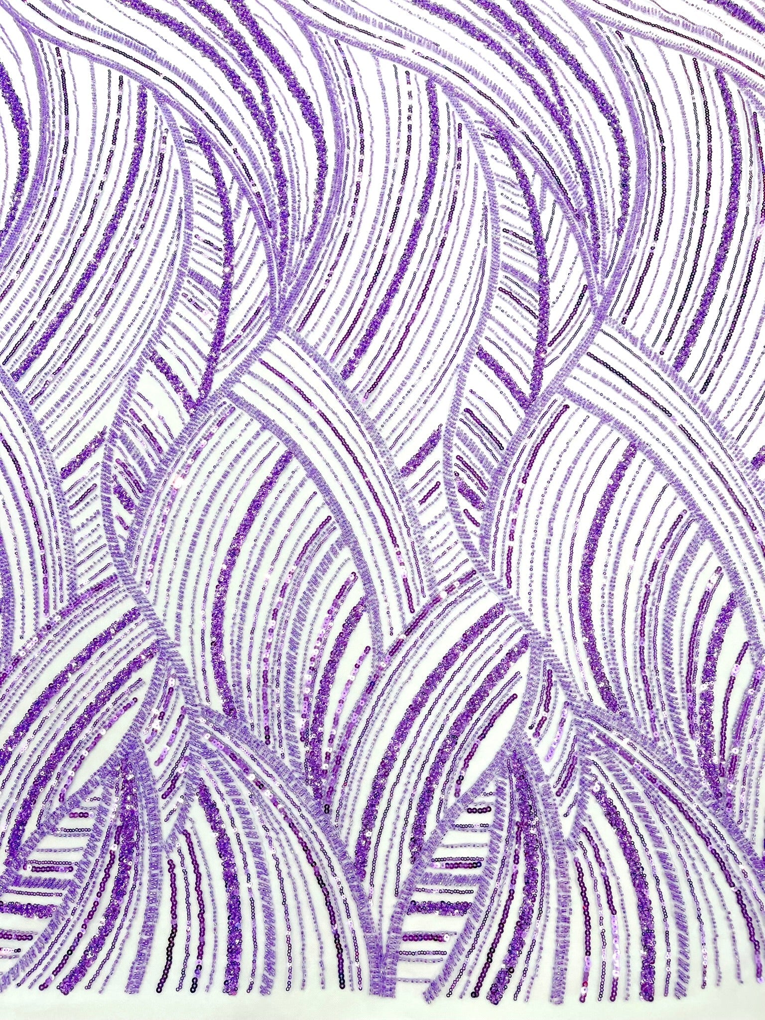 Luxury Feather Damask Beaded Lace Fabric| Prom| Wedding| By The Yard. - New Creations Fabric & Foam Inc