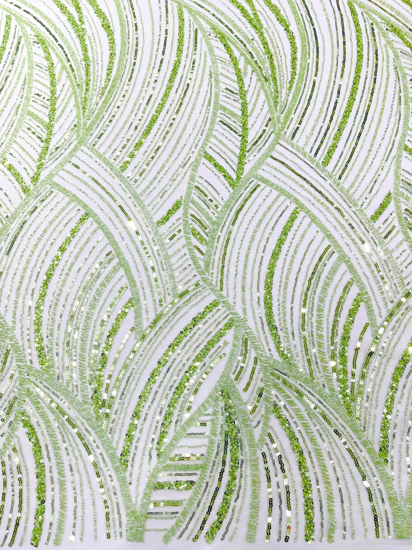 Luxury Feather Damask Beaded Lace Fabric| Prom| Wedding| By The Yard. - New Creations Fabric & Foam Inc