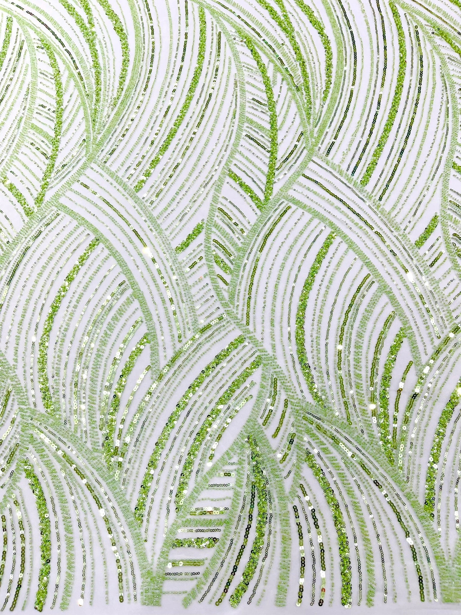 Luxury Feather Damask Beaded Lace Fabric| Prom| Wedding| By The Yard. - New Creations Fabric & Foam Inc