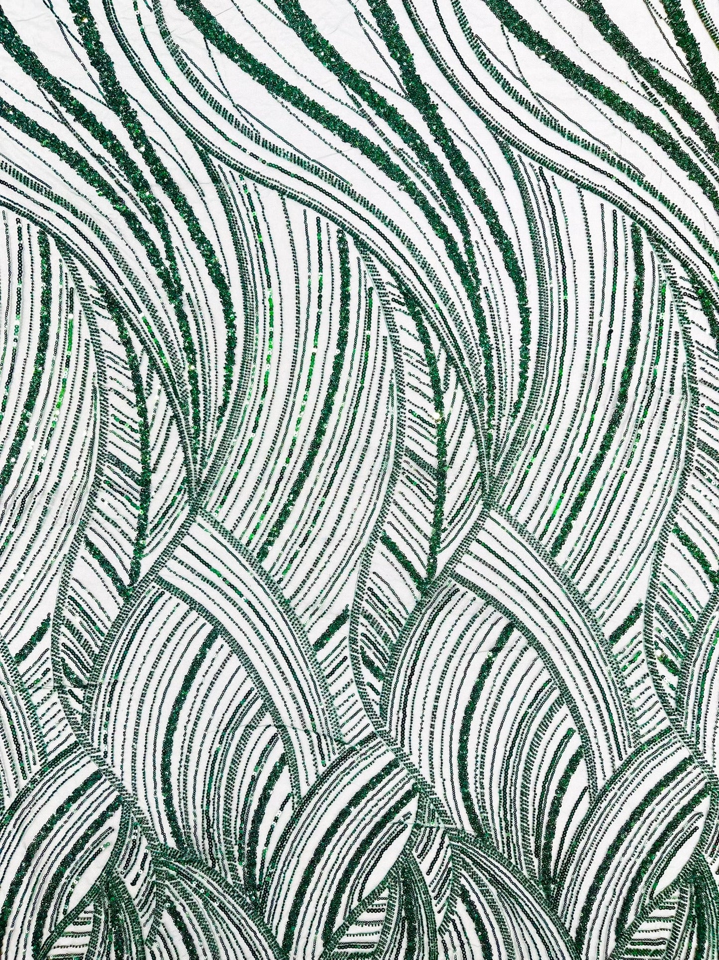 Luxury Feather Damask Beaded Lace Fabric| Prom| Wedding| By The Yard. - New Creations Fabric & Foam Inc