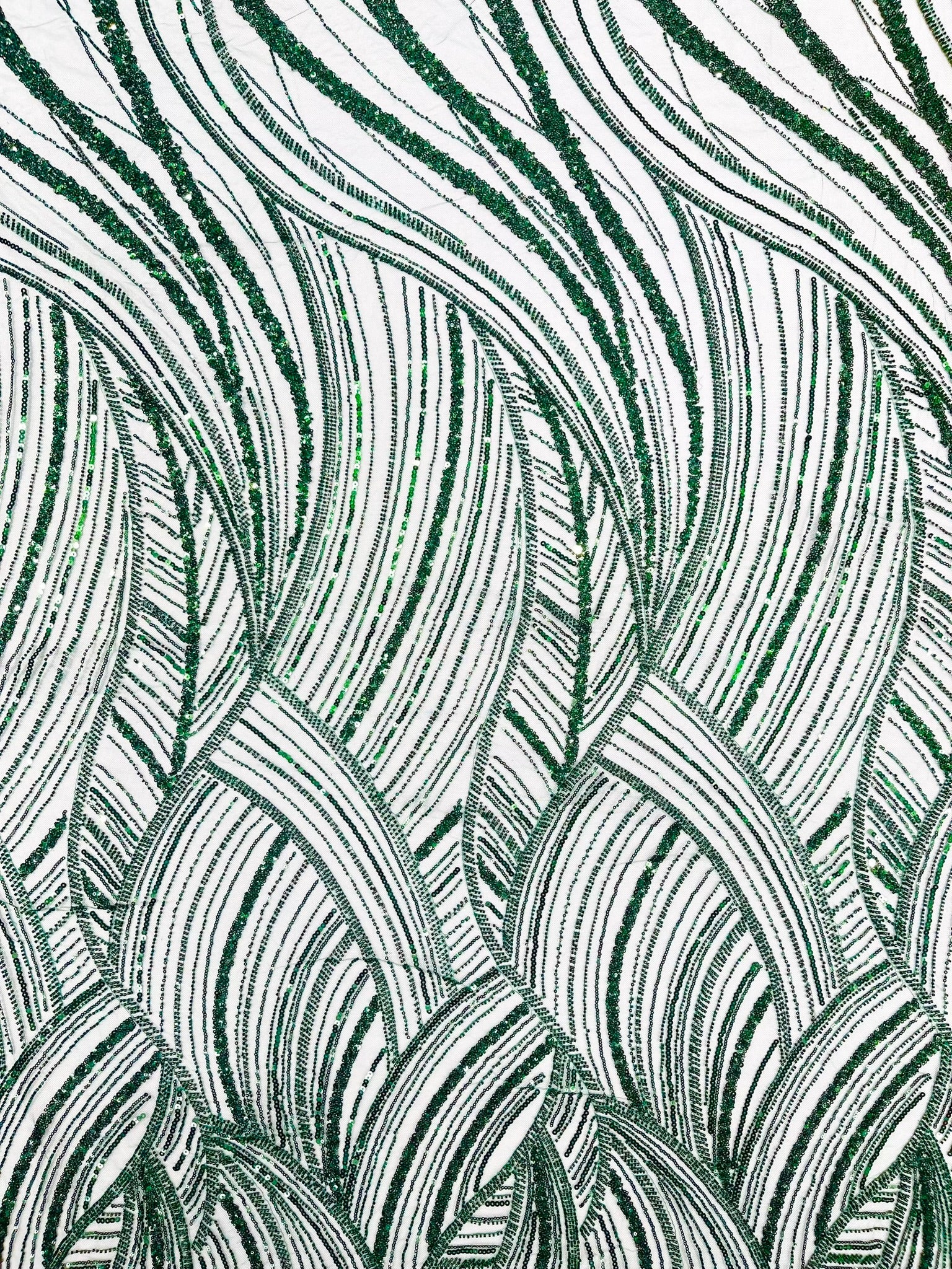 Luxury Feather Damask Beaded Lace Fabric| Prom| Wedding| By The Yard. - New Creations Fabric & Foam Inc