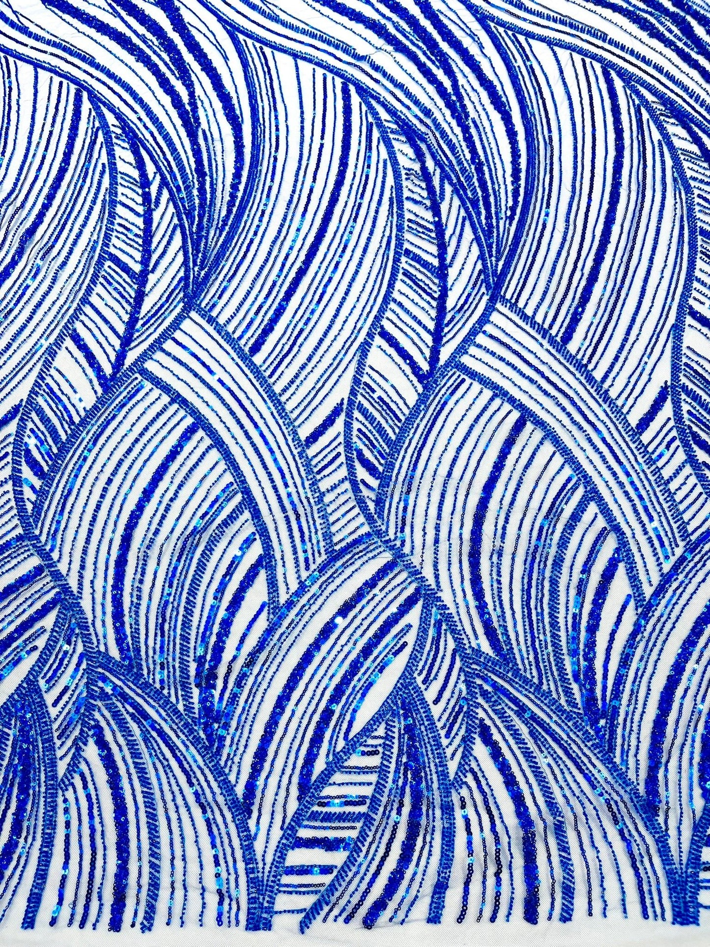 Luxury Feather Damask Beaded Lace Fabric| Prom| Wedding| By The Yard. - New Creations Fabric & Foam Inc