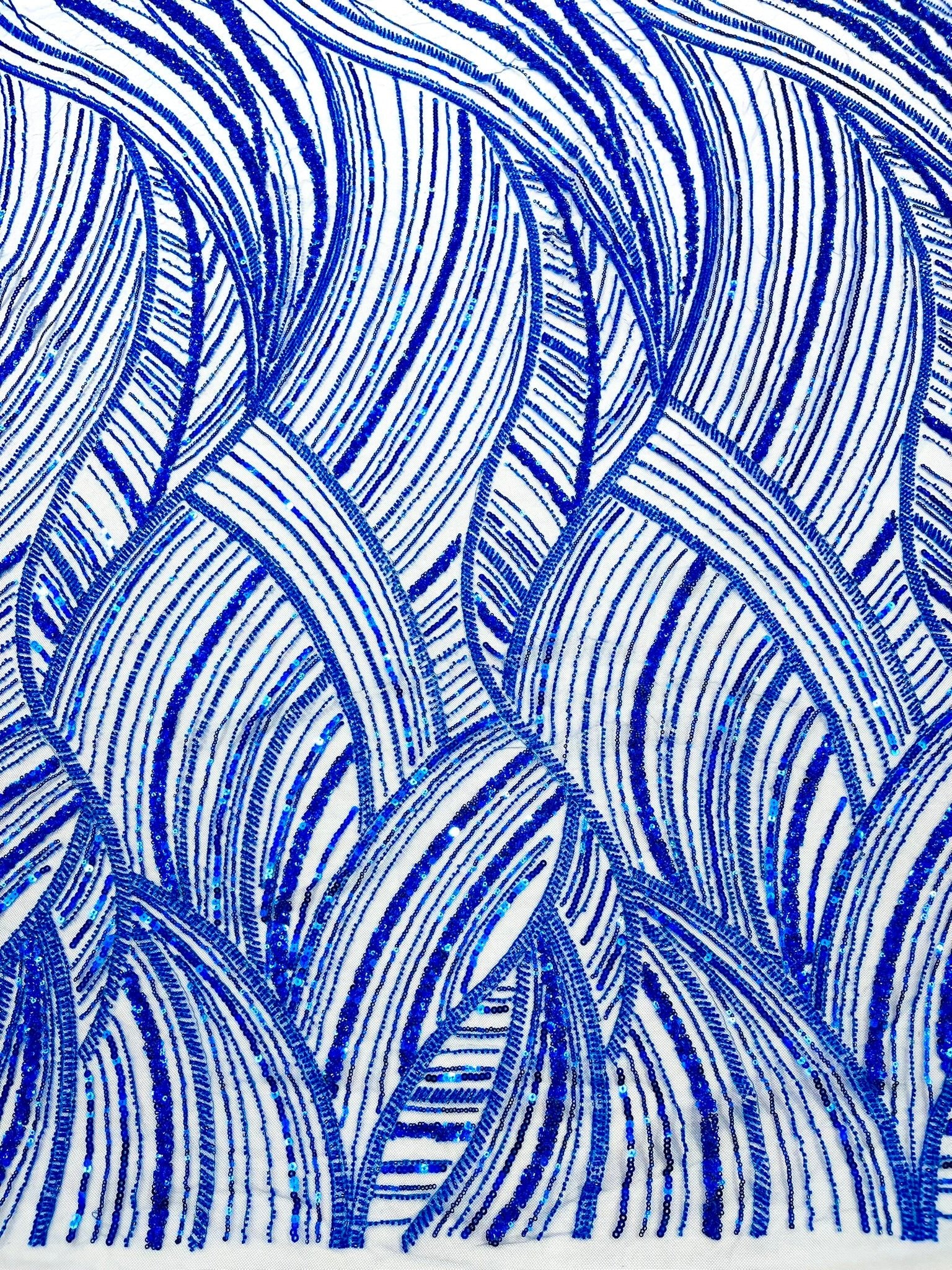 Luxury Feather Damask Beaded Lace Fabric| Prom| Wedding| By The Yard. - New Creations Fabric & Foam Inc