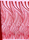 Luxury Feather Damask Beaded Lace Fabric| Prom| Wedding| By The Yard. - New Creations Fabric & Foam Inc