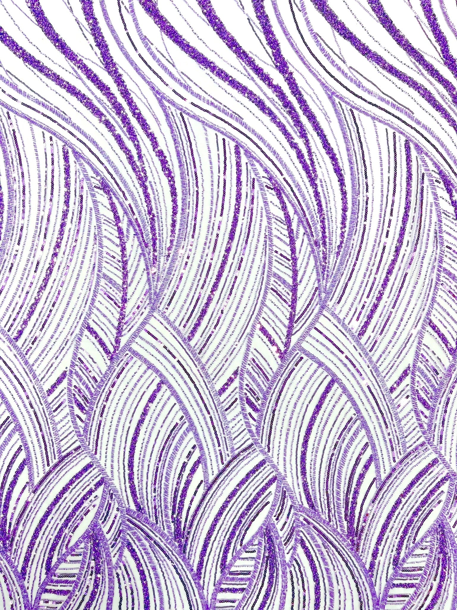 Luxury Feather Damask Beaded Lace Fabric| Prom| Wedding| By The Yard. - New Creations Fabric & Foam Inc