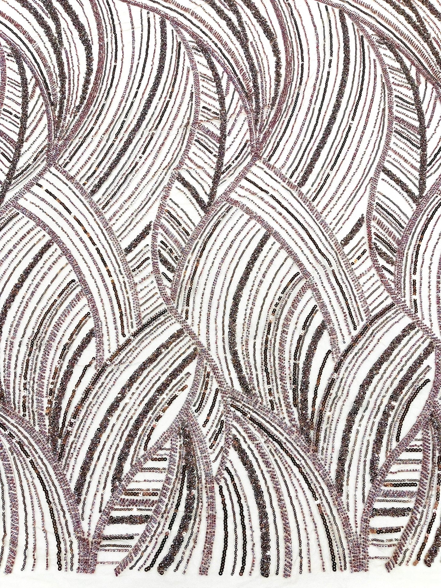 Luxury Feather Damask Beaded Lace Fabric| Prom| Wedding| By The Yard. - New Creations Fabric & Foam Inc