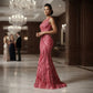 Luxury Feather Damask Beaded Lace Fabric| Prom| Wedding| By The Yard. - New Creations Fabric & Foam Inc