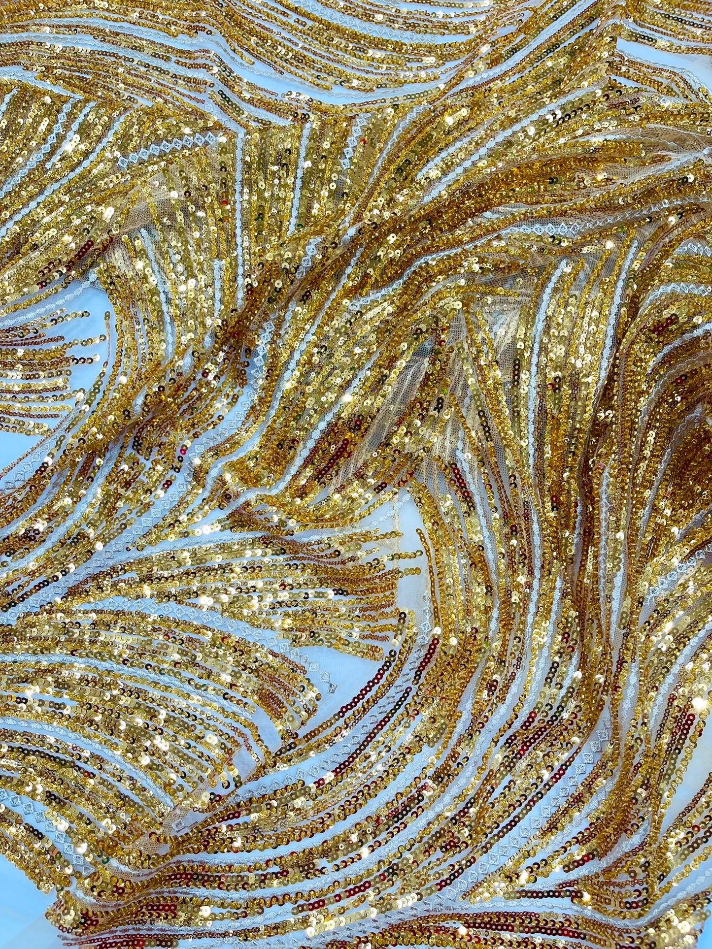 Luxury Flame Beaded Lace Fabric| Prom| Wedding| By The Yard. - New Creations Fabric & Foam Inc