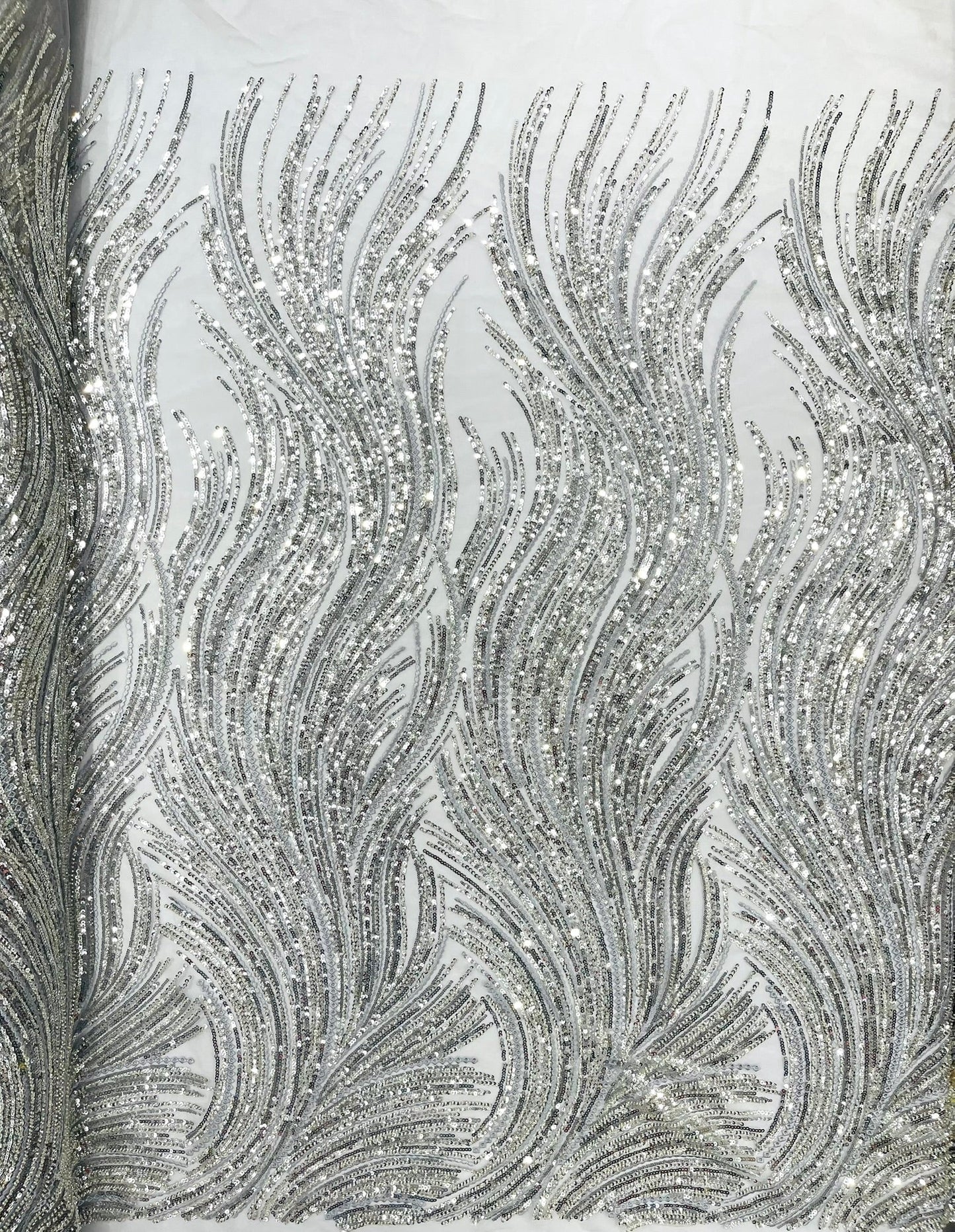 Luxury Flame Beaded Lace Fabric| Prom| Wedding| By The Yard. - New Creations Fabric & Foam Inc