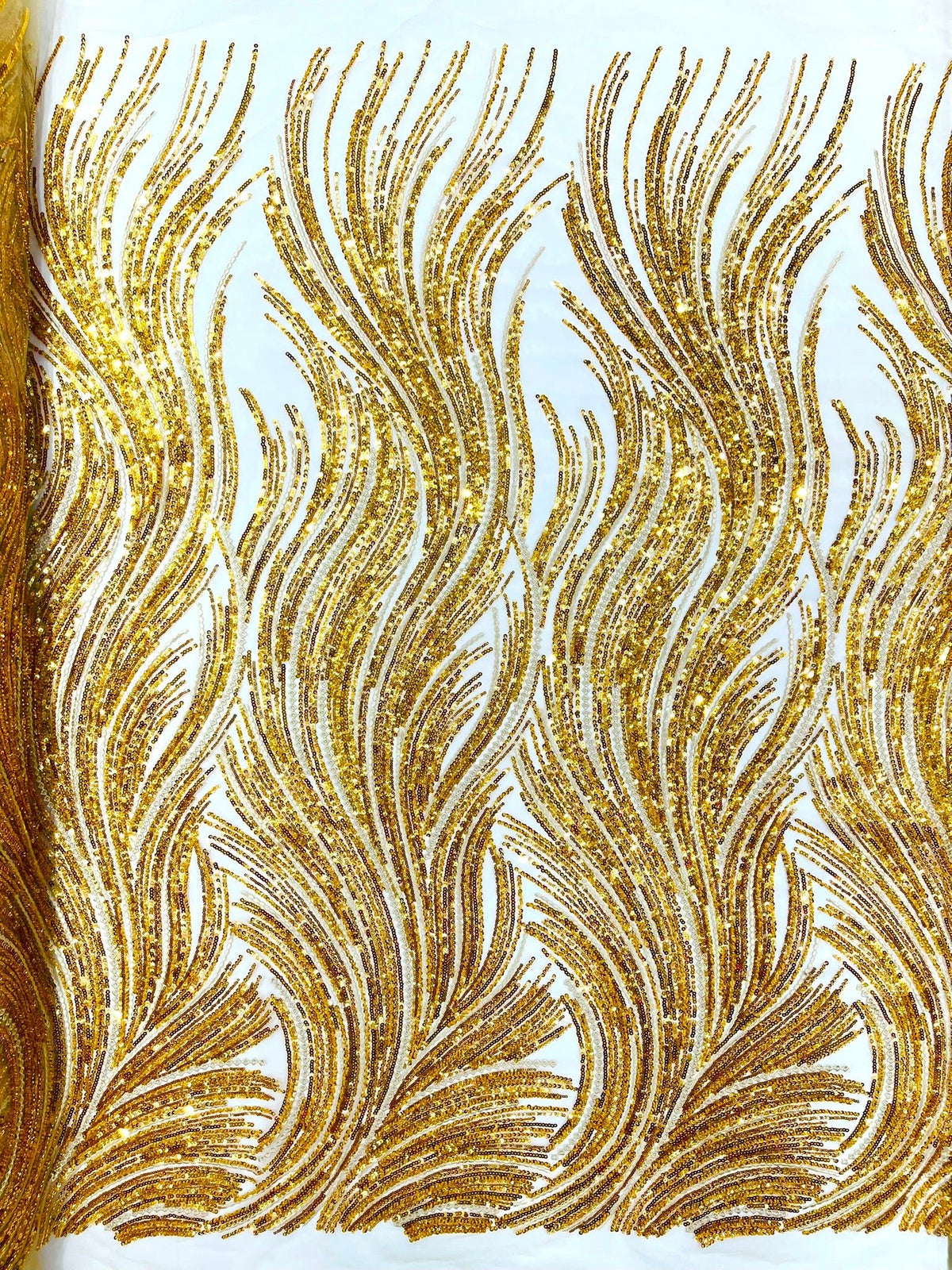 Luxury Flame Beaded Lace Fabric| Prom| Wedding| By The Yard. - New Creations Fabric & Foam Inc