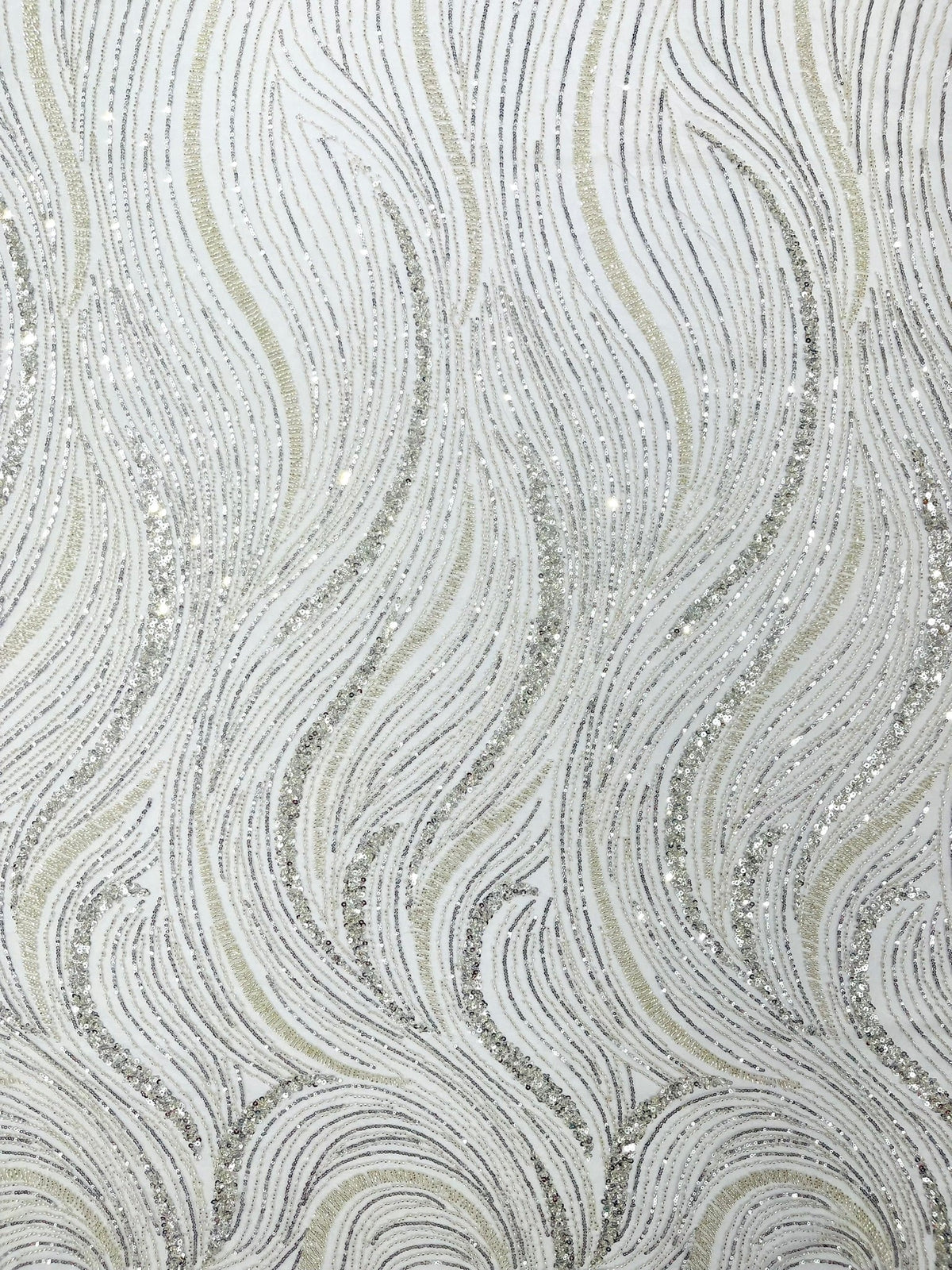 Luxury Wave Beaded Lace Fabric| Prom| Wedding| By The Yard. - New Creations Fabric & Foam Inc