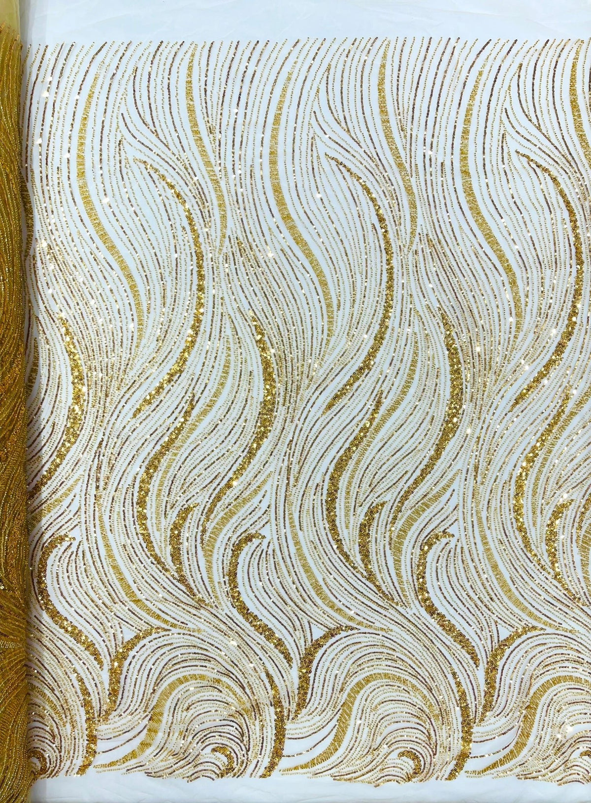 Luxury Wave Beaded Lace Fabric| Prom| Wedding| By The Yard. - New Creations Fabric & Foam Inc