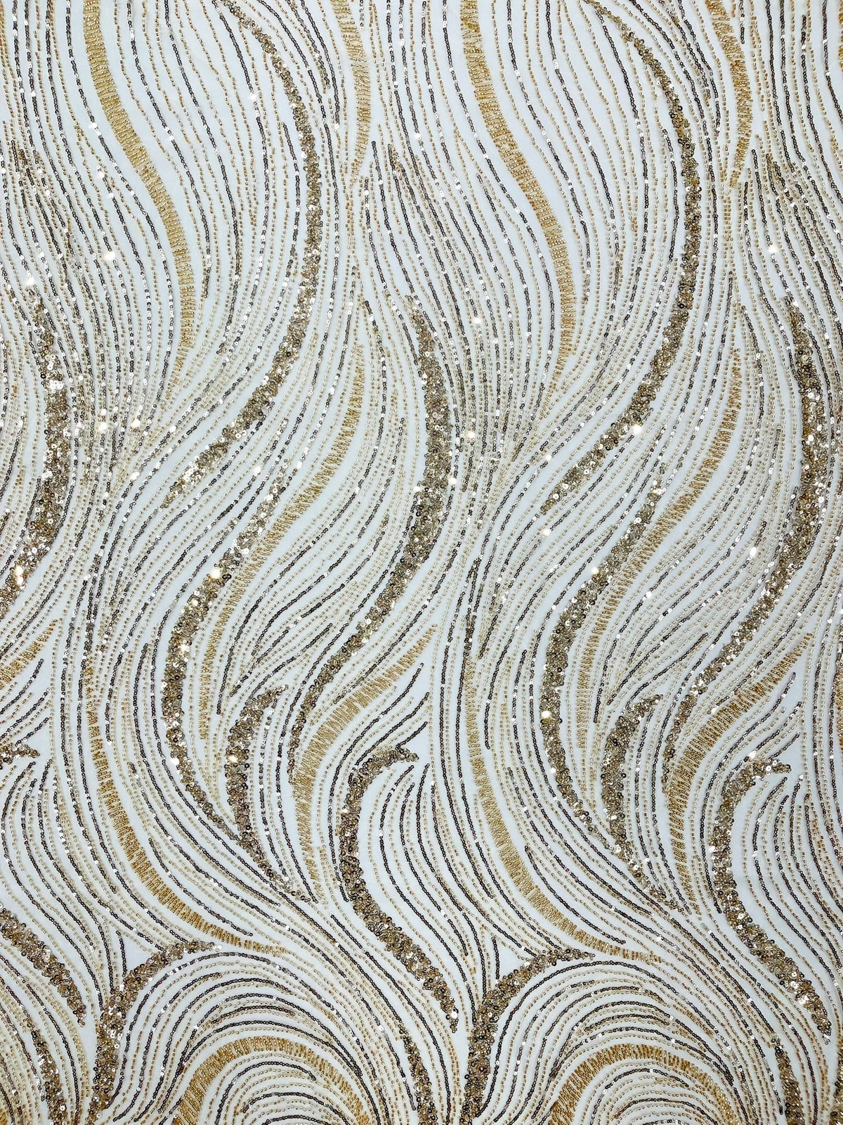 Luxury Wave Beaded Lace Fabric| Prom| Wedding| By The Yard. - New Creations Fabric & Foam Inc