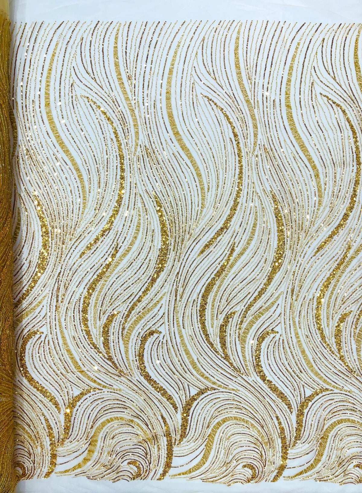 Luxury Wave Beaded Lace Fabric| Prom| Wedding| By The Yard. - New Creations Fabric & Foam Inc