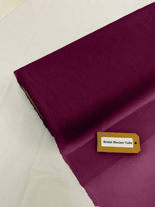 Magenta - Bridal Illusion Tulle 108"Wide Polyester Premium Tulle Fabric Bolt, By The Roll. - New Creations Fabric & Foam Inc