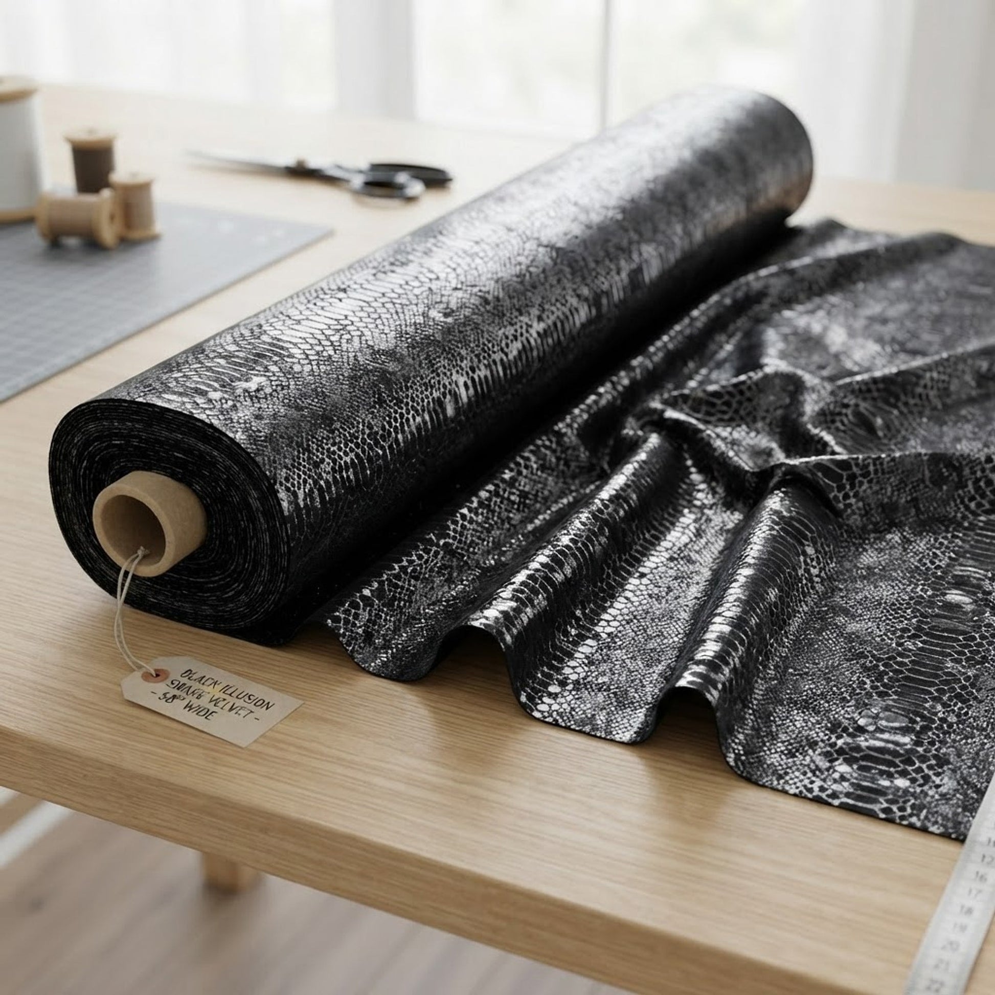 Mamba Snake foil stretch Velvet 58" Wide| New Creations Fabric & Foam Inc. - New Creations Fabric & Foam Inc
