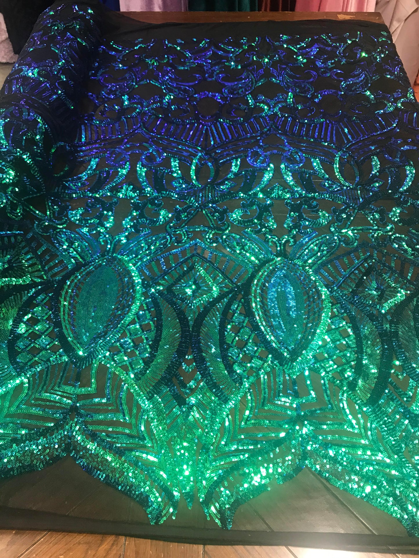 Royalty Sequin Damask Fabric 54” Wide| New Creations Fabric & Foam Inc.