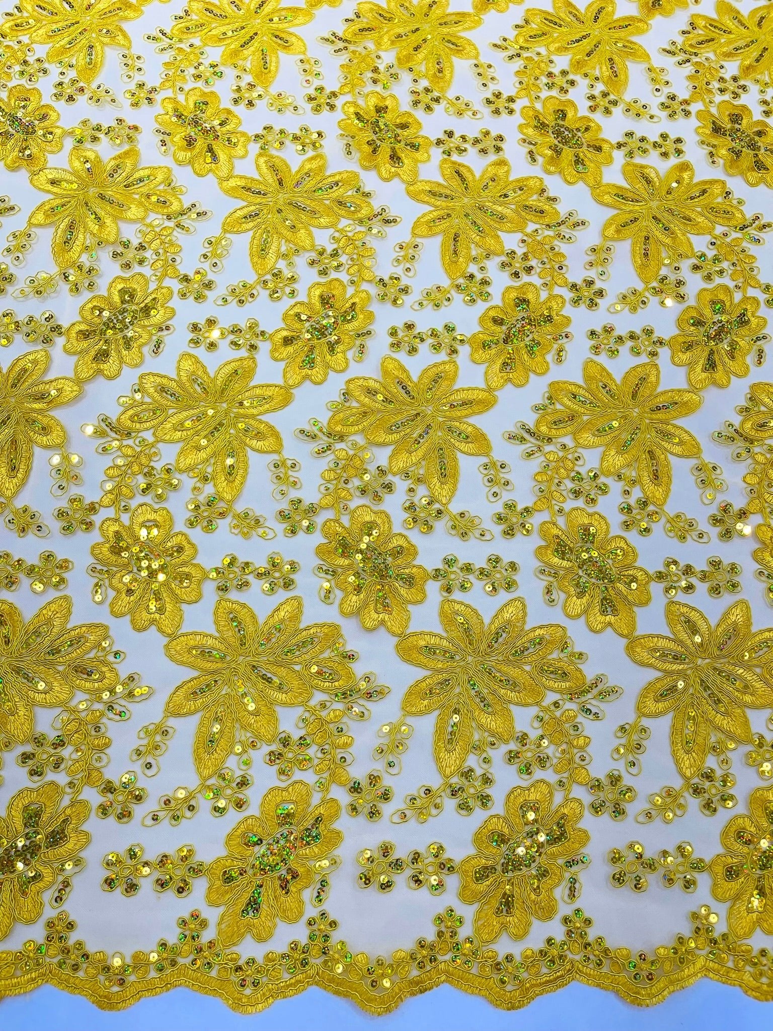 Metallic floral lace design embroidered 54" Wide | New Creations Fabric & Foam Inc. - New Creations Fabric & Foam Inc