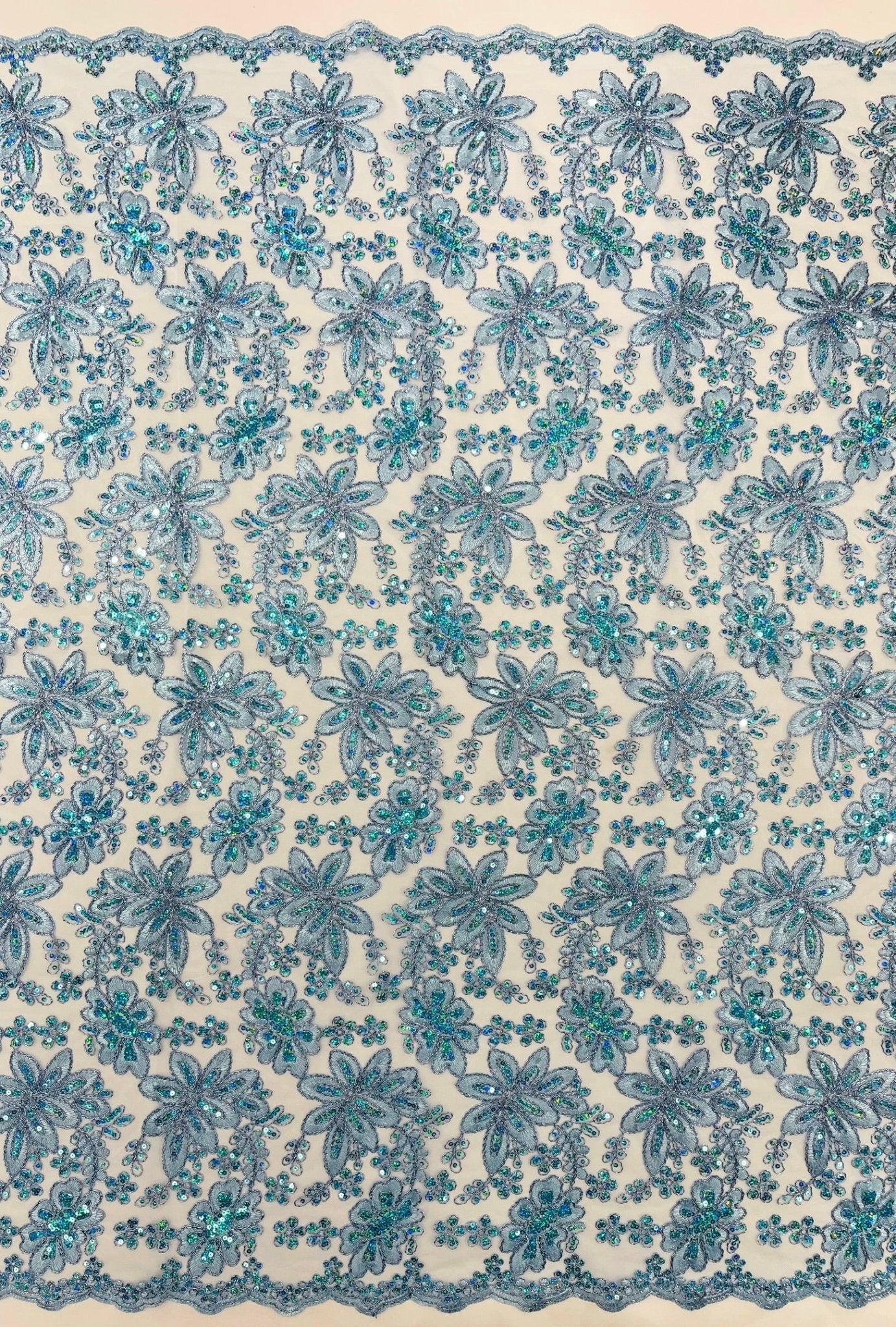 Metallic floral lace design embroidered 54" Wide | New Creations Fabric & Foam Inc. - New Creations Fabric & Foam Inc