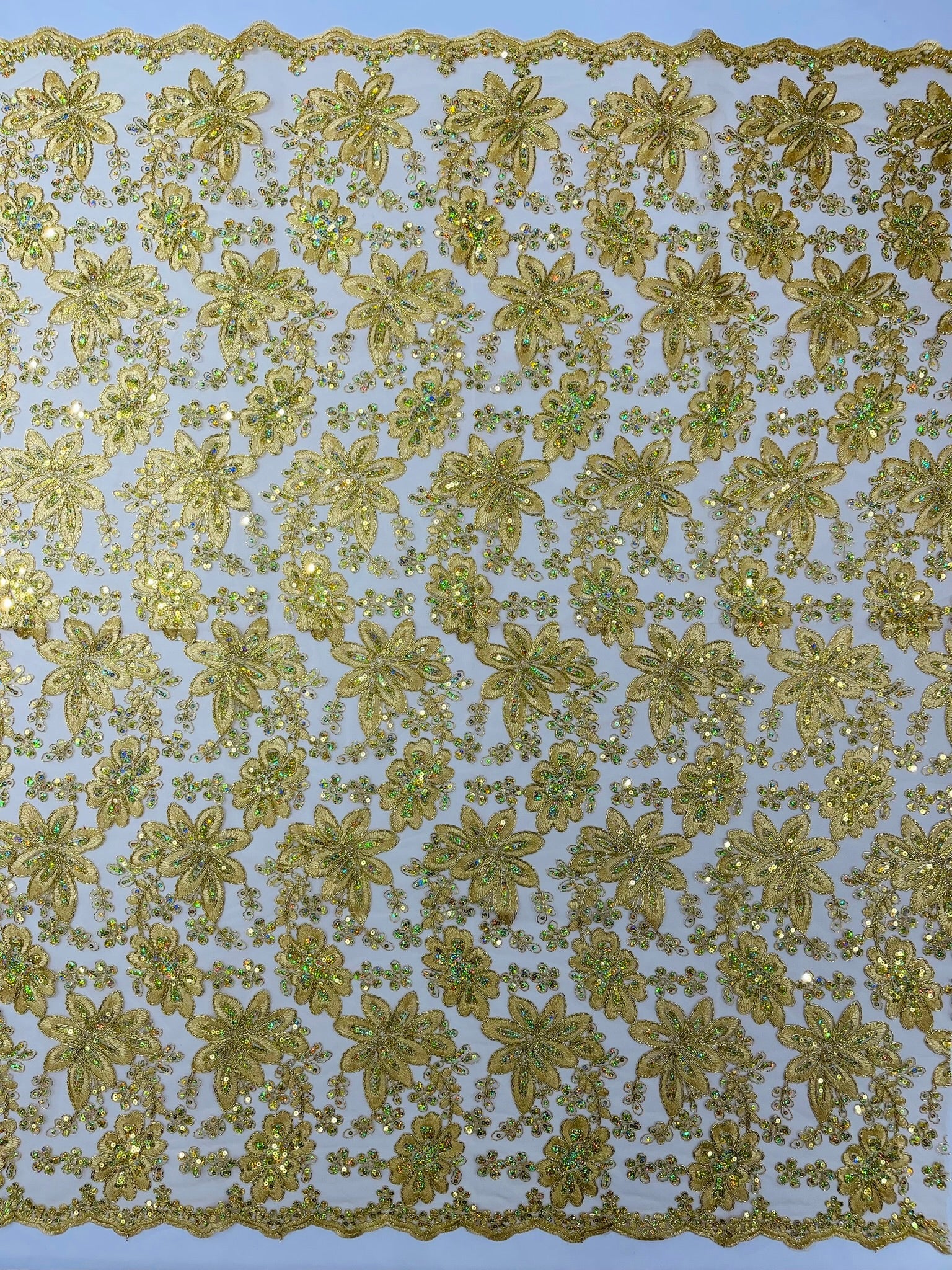 Metallic floral lace design embroidered 54" Wide | New Creations Fabric & Foam Inc. - New Creations Fabric & Foam Inc