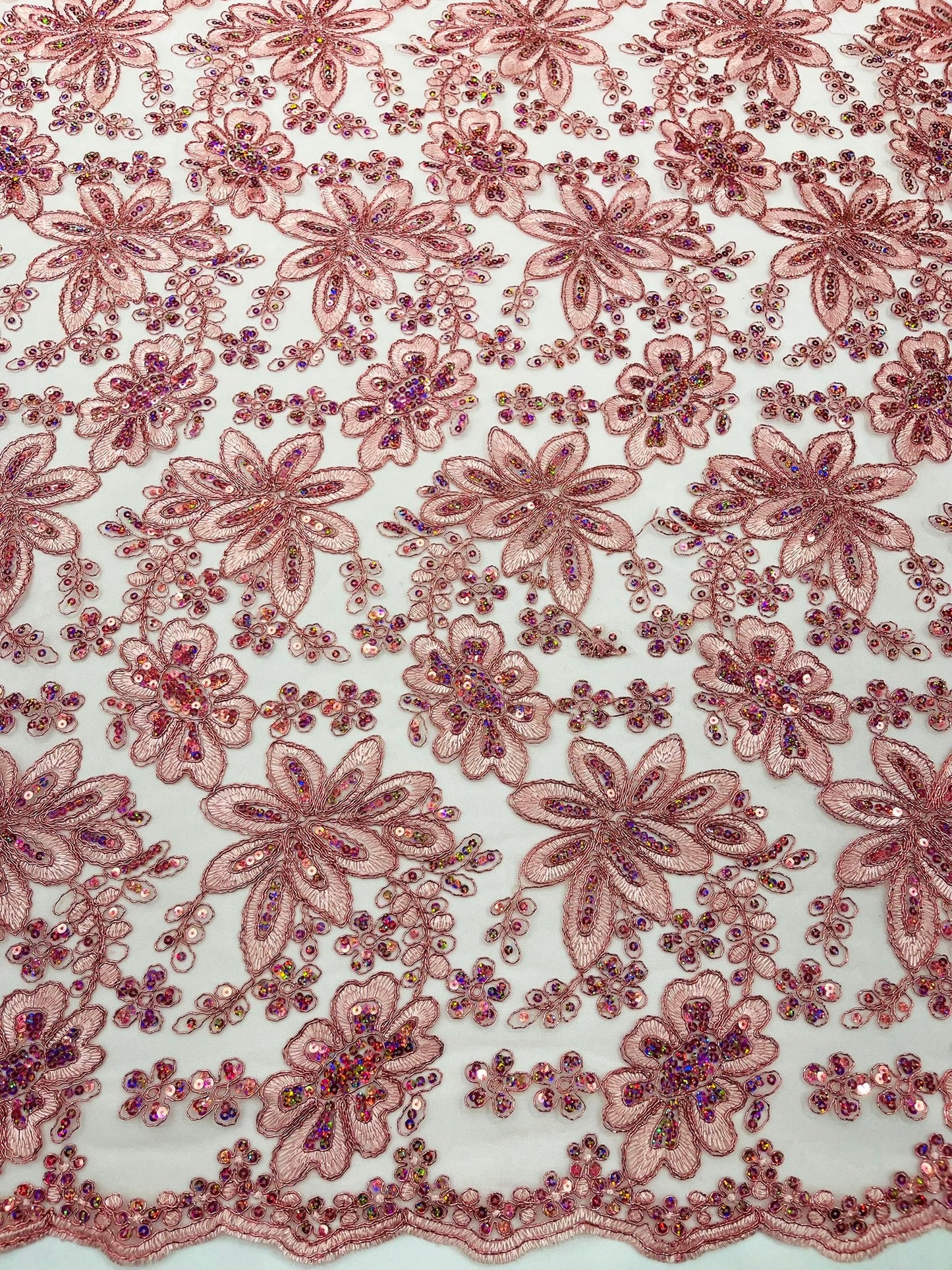 Metallic floral lace design embroidered 54" Wide | New Creations Fabric & Foam Inc. - New Creations Fabric & Foam Inc