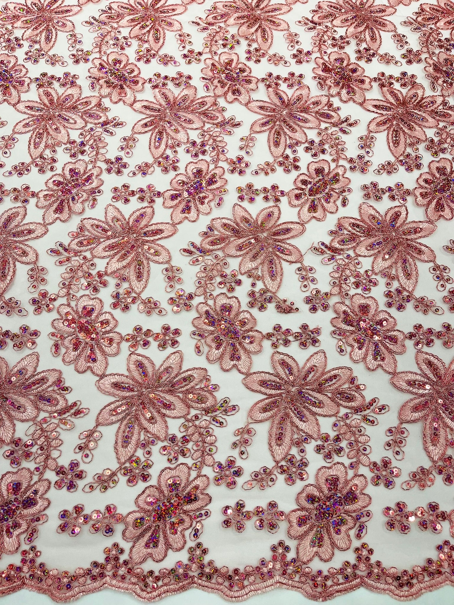 Metallic floral lace design embroidered 54" Wide | New Creations Fabric & Foam Inc. - New Creations Fabric & Foam Inc