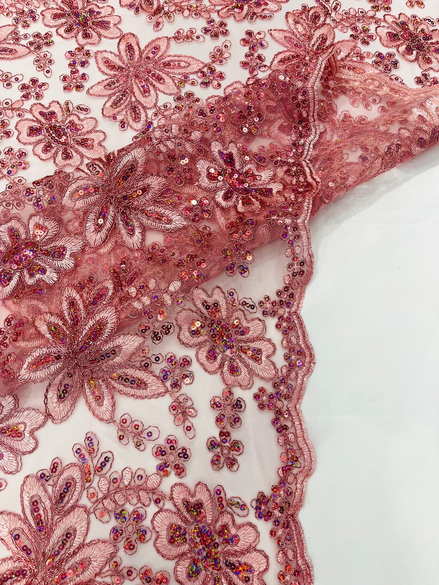 Metallic floral lace design embroidered 54" Wide | New Creations Fabric & Foam Inc. - New Creations Fabric & Foam Inc